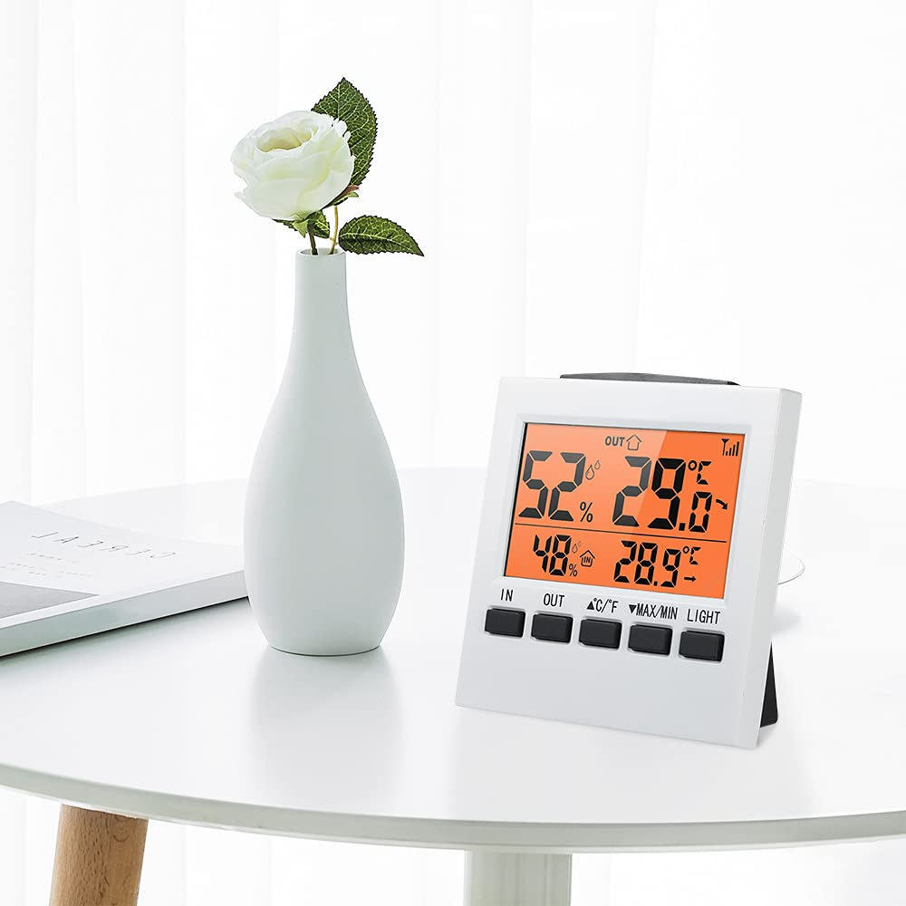 Digital Indoor Hygrometer with Max Min Value Display Transmitter Temperature Humidity Meter for Home Greenhouse Warehouse Farm