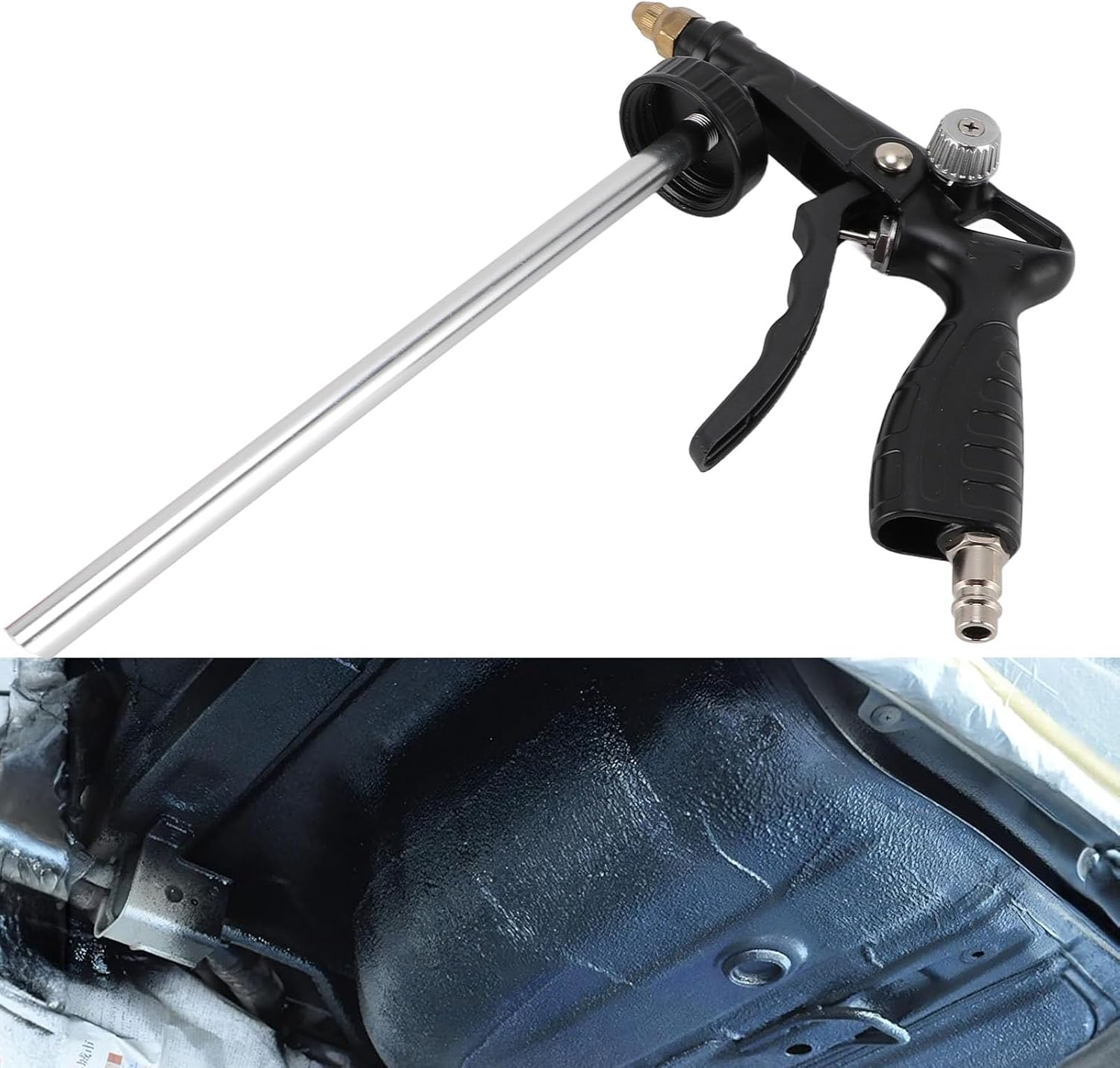 Fdit Air Undercoating Spray Gun, Pneumatic Automotive Rustproofing Sprayer with Quick Connector Hose & Stainless Steel Tube, Ergonomic Design for Truck Bed Liners
