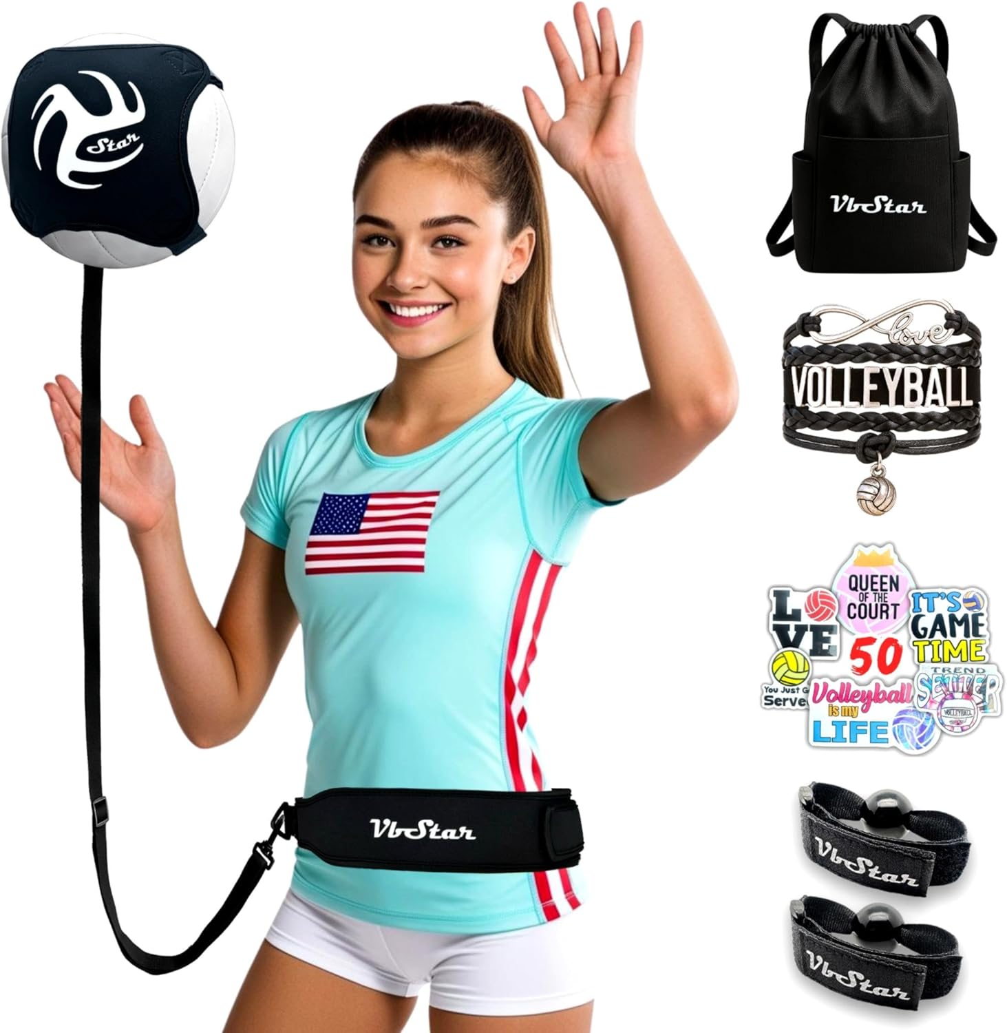 Volleyball Training Equipment Aid - Practice Your Serving, Setting & Spiking with Ease, Great Solo Serve & Spike Trainer for Beginners & Pro, Perfect Volleyball Gift, Choose the Right Bundle for You