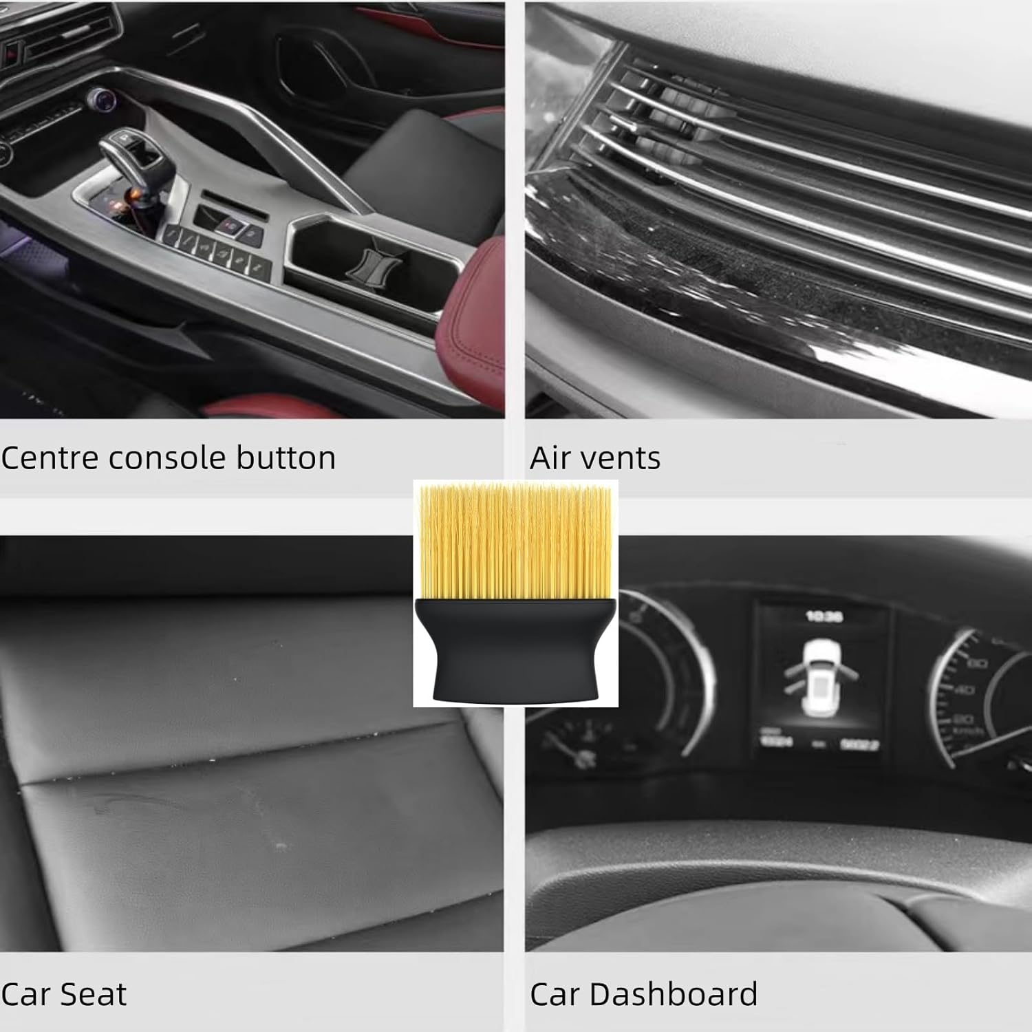 2 PCS Car Interior Dusting Brush, Car Cleaning Brush Beauty Brush, Soft Bristle Detail Brush Dusting Tool for Car Dashboard, Air Conditioning Vents Etc., Anti-Scratch Crevice Brush,Yellow image number 6