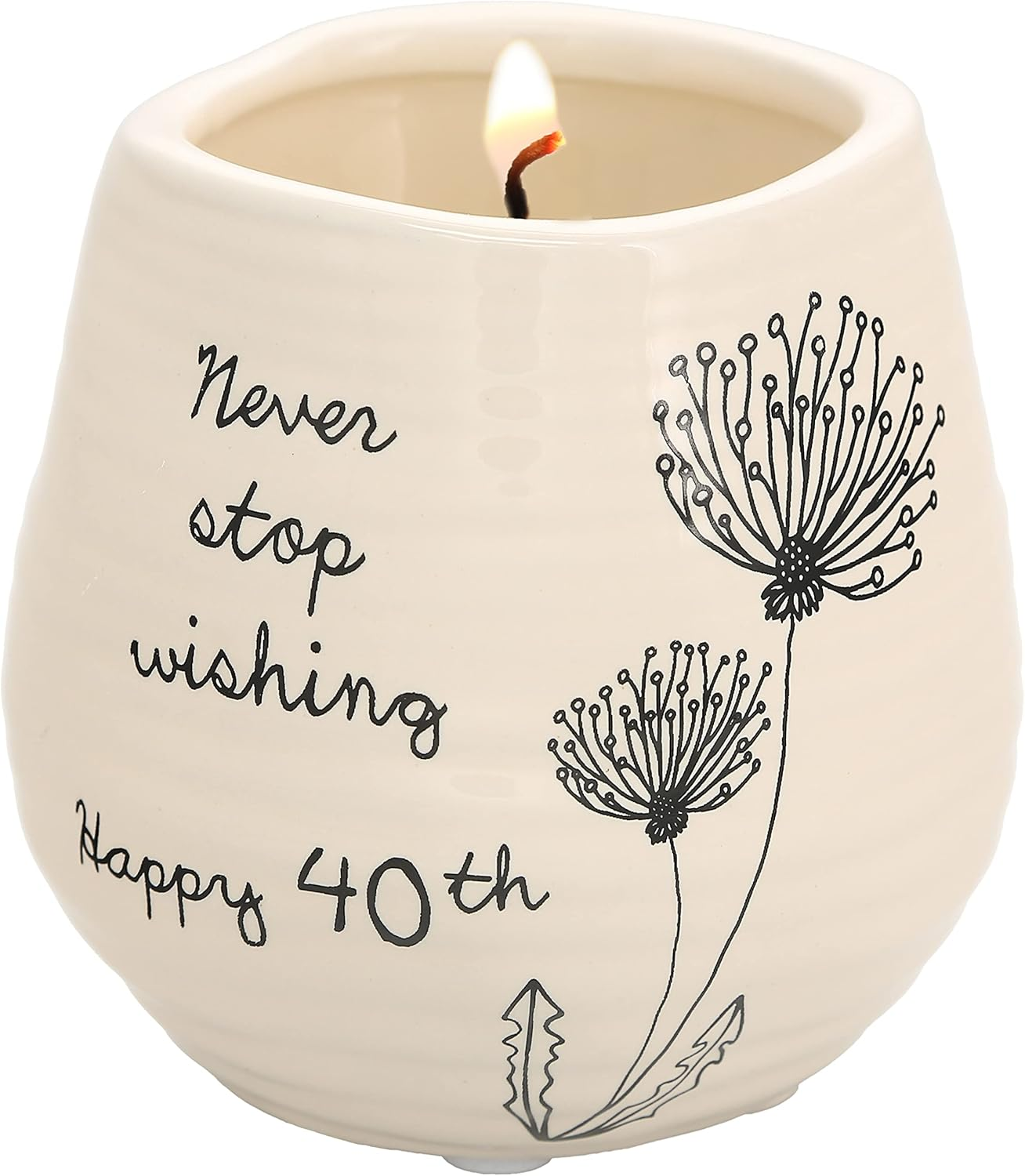 Pavilion Gift Company Never Stop Wishing Happy 40Th Birthday - 8 Oz Soy Wax Candle with Wick in a Yellow Ceramic Vessel 8 Oz-100 Scent: Serenity, 3.5 Inch Tall image number 5