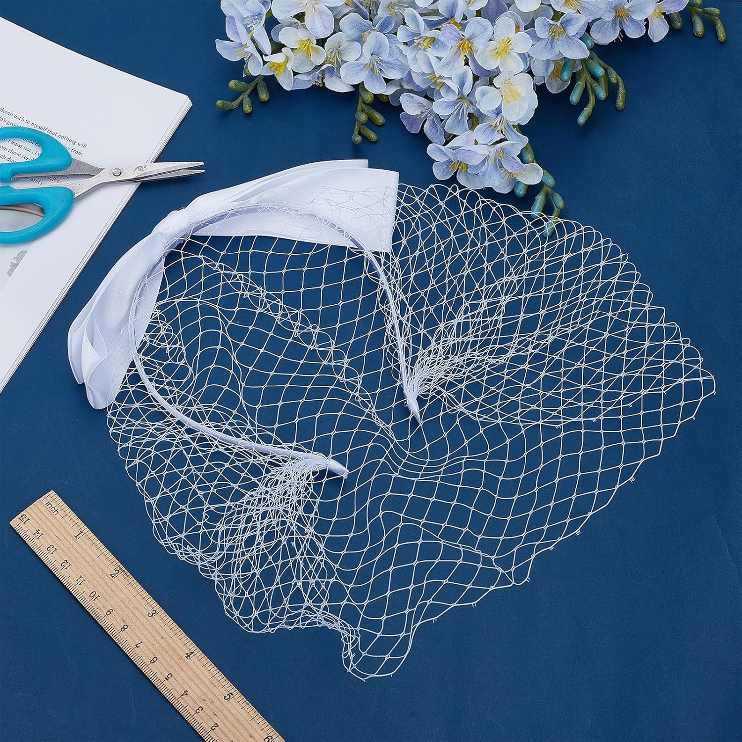 NICENEEDED Veil Mesh Bow Veil Vintage Hat Headband 1920S Fascinator Headdress Bow Knot Bird Cage Veil for Women Tea Party image number 5