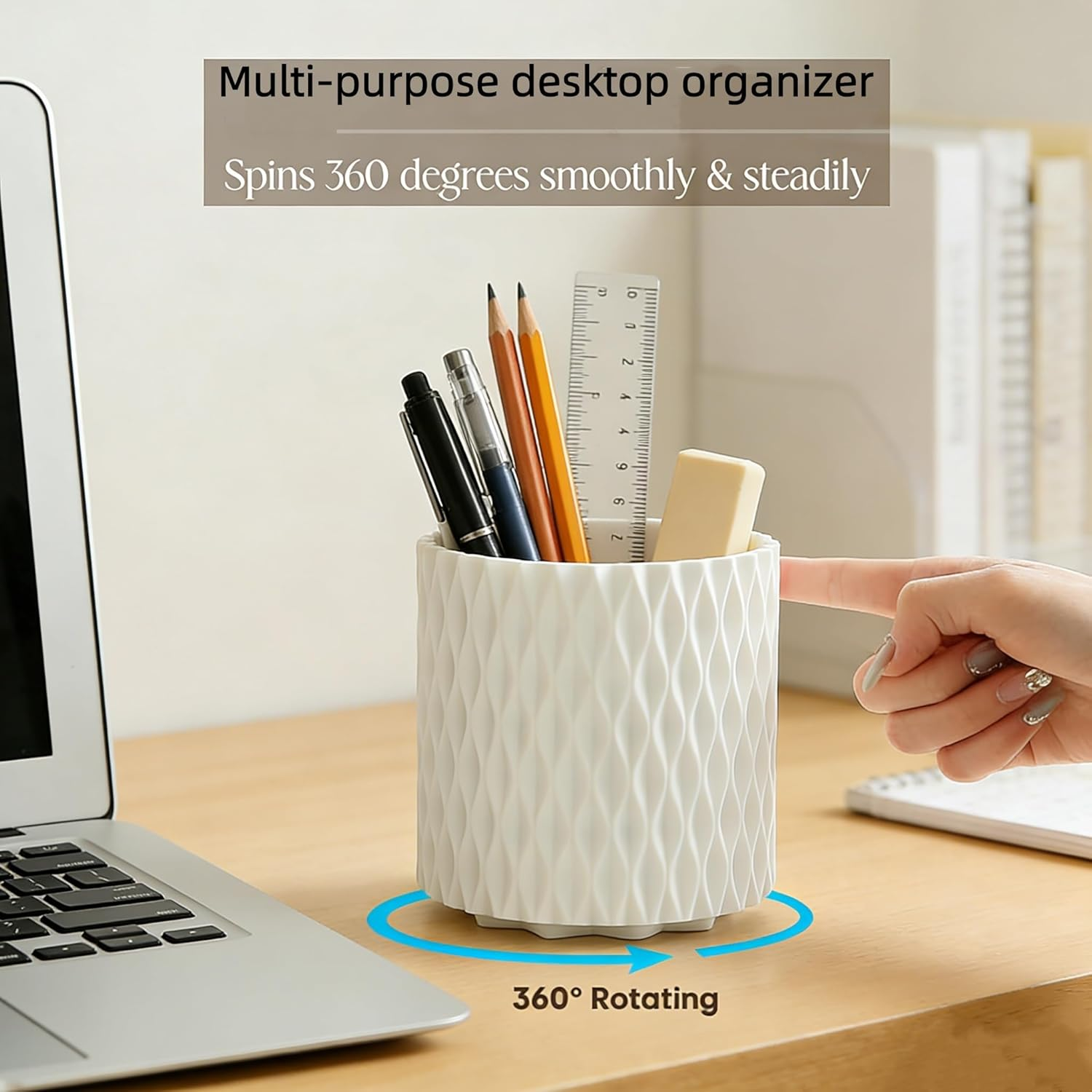 Makeup Brush Holder Organiser, Rotating Make up Brushes Storage Container, Cosmetics Storage Organizer Holders with 5 Compartment for Vanity Desktop Bathroom Countertop image number 1