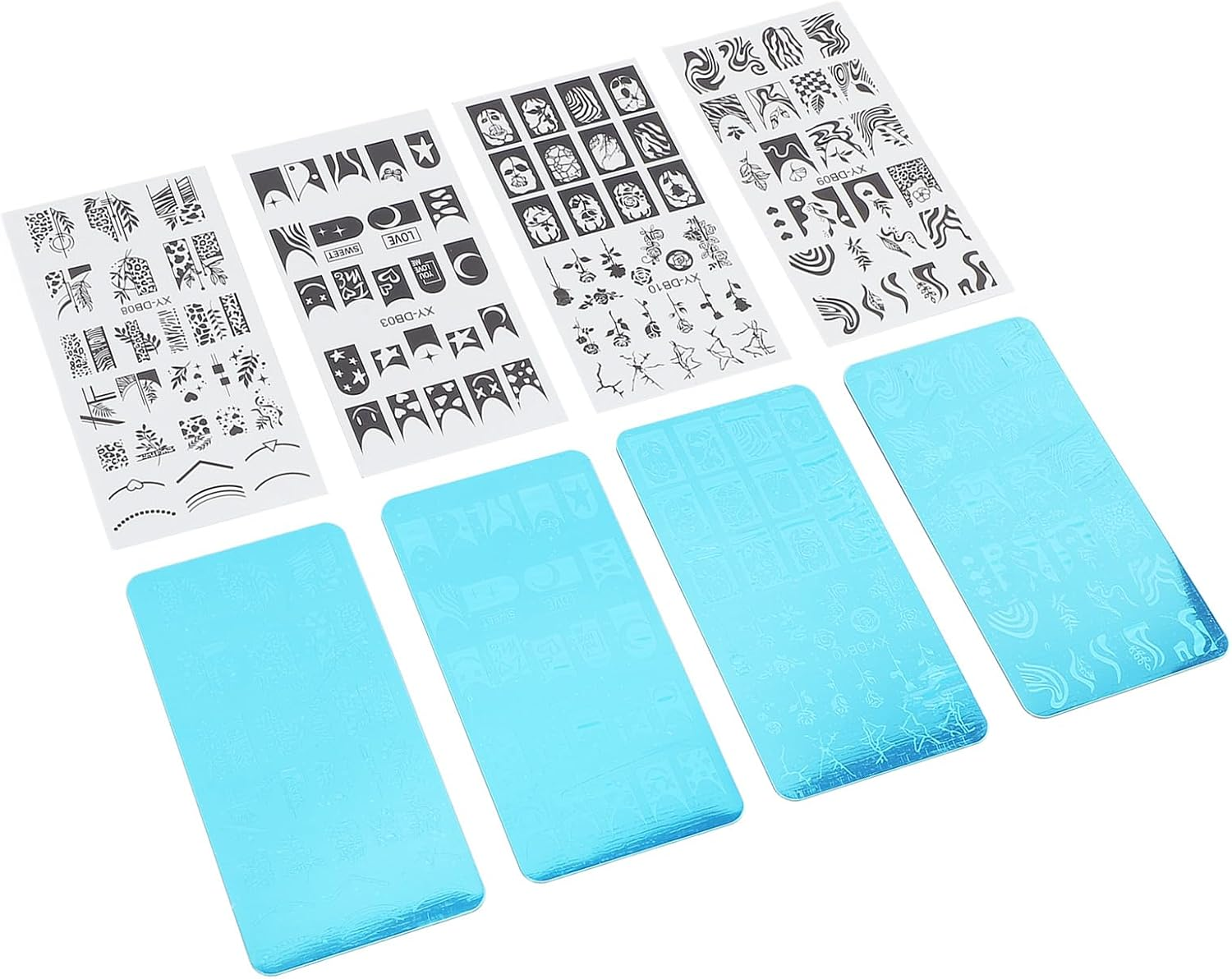 French Nail Art Stamping Plate Steel Template Image Plate with Protective Film Ultraviolet Gel Blue Nail Design [Manicure] image number 6