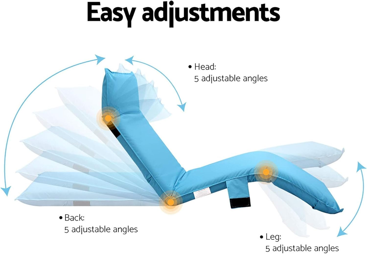 Artiss Sofa Bed, Single Adjustable Couch Cushions Floor Cushion Lounge Blue image number 2