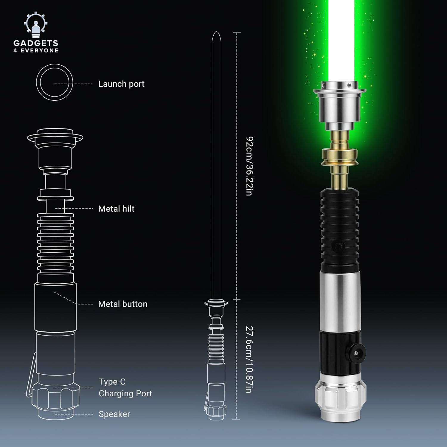 G4E Lightsaber with Bluetooth App, Smooth Swing, 16 Sound Fonts, Infinite RGB Colour Change, Motion Control. Upgraded RGB V3.0. Light Saber for Adults and Cosplay. (Obi RGB (Duelling)) image number 3