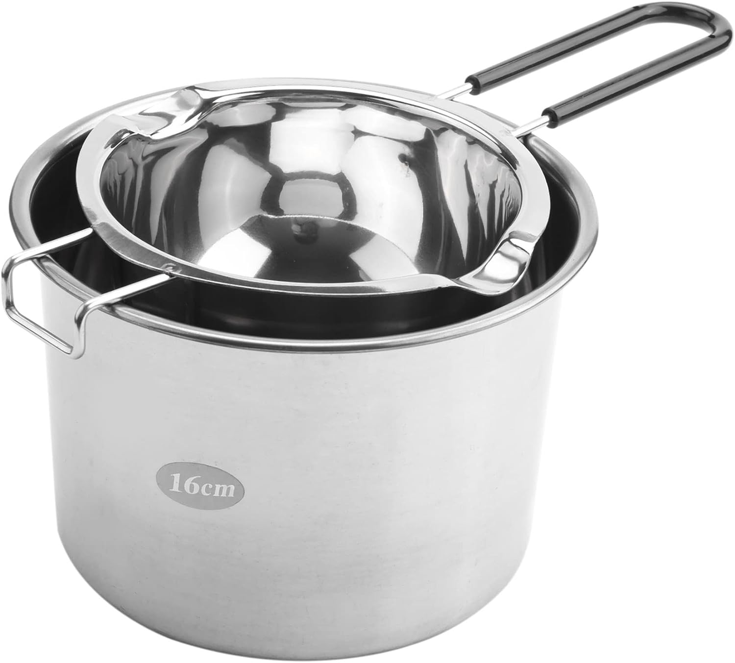 2-Pack Stainless Steel Double Boiler, Heat- Handle for Chocolate, Butter, Cheese, Caramel and Candy- Steel Melting Pot, 2 Cup Capacity, Universal Pad image number 4