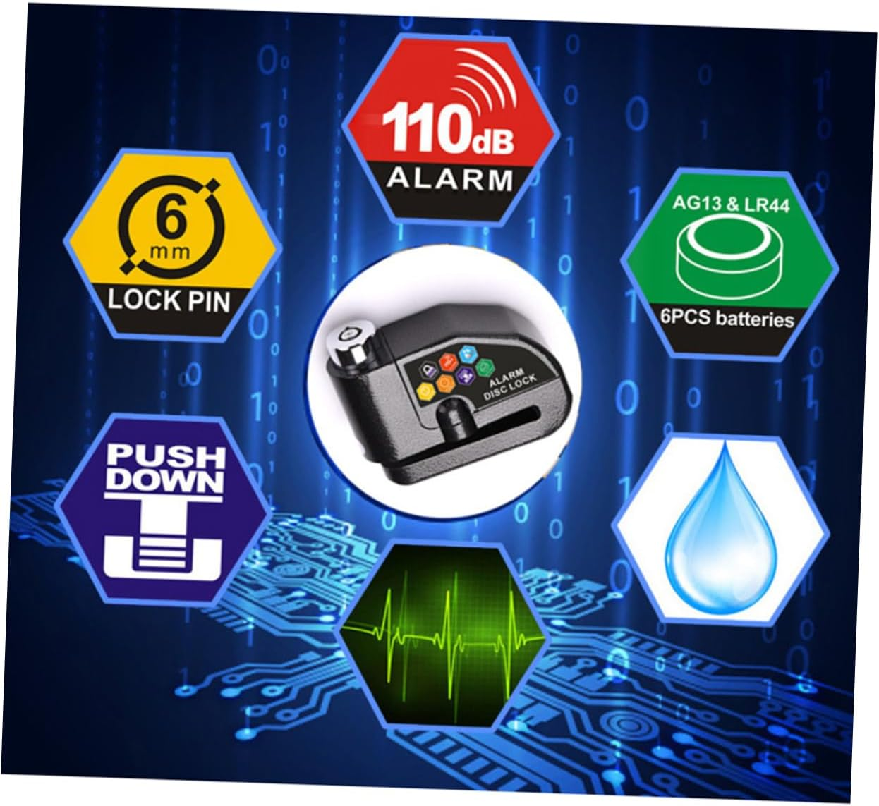 CHILDWEET Alarm Lock Motorcycle Disc Brake Lock Theft Alarm for Motorbike Scooter Bike Wheel Security image number 2