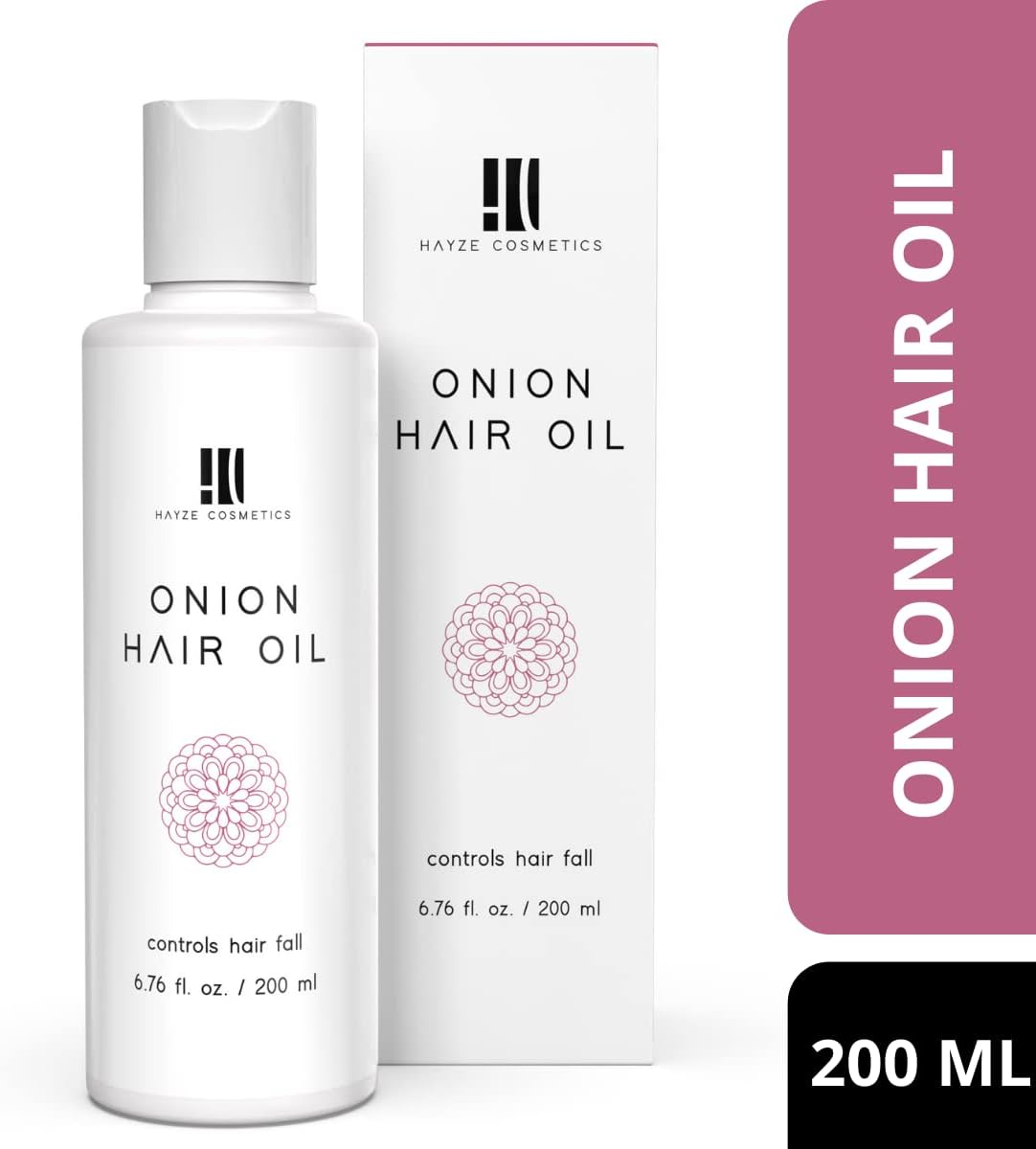 Hayze Onion Hair Oil for Hair Fall Control & Growth | with Almond, Hibiscus & Grape Seed | Scalp Soothing, Dandruff Care & Itching Relief | No Chemicals | Vegan | Light & Non-Sticky - 200Ml image number 4