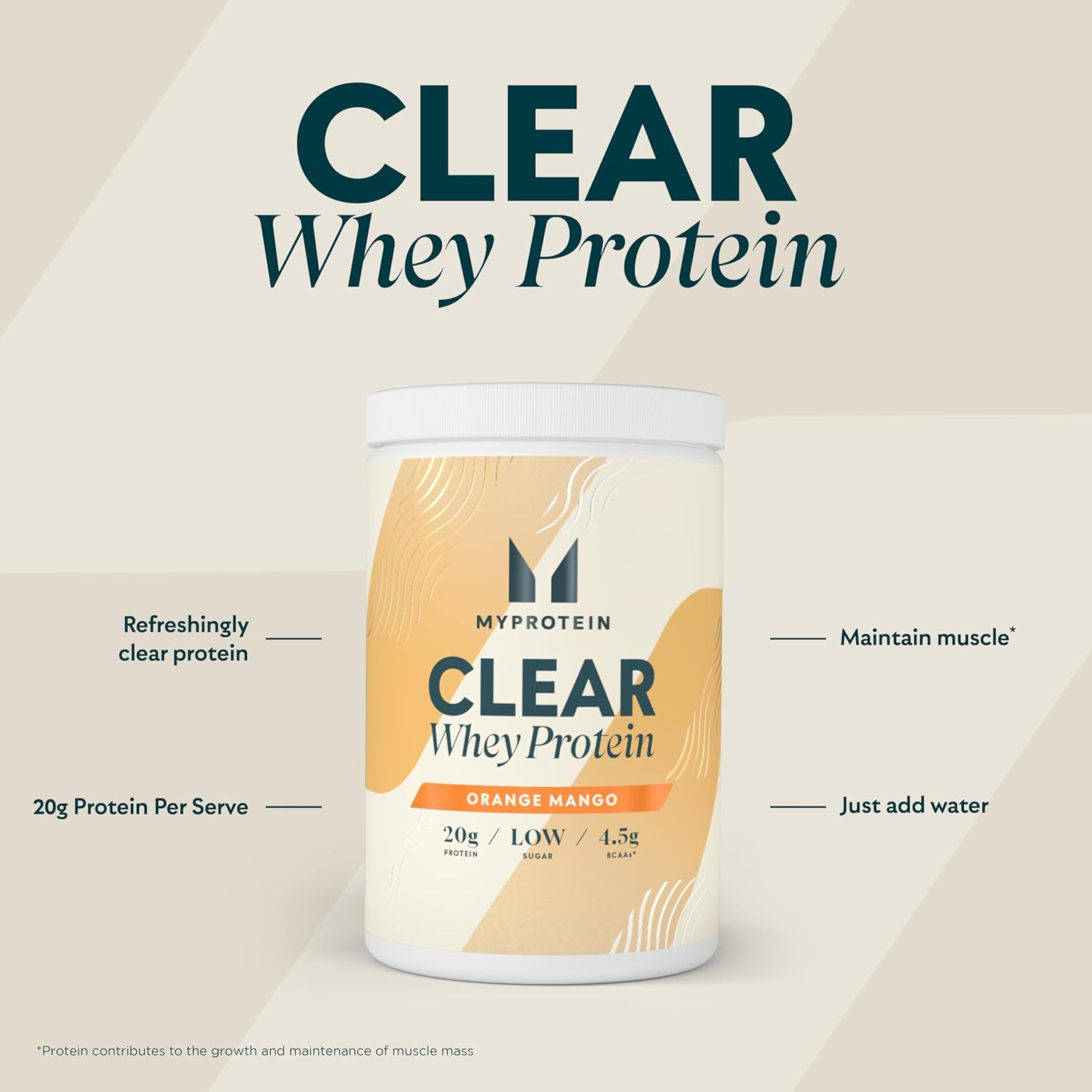 Myprotein Clear Whey Isolate Protein Powder - Orange Mango - 488G / 20 Servings - Cool and Refreshing Whey Protein Shake Alternative - 20G Protein and 4.5G BCAA per Serving image number 2