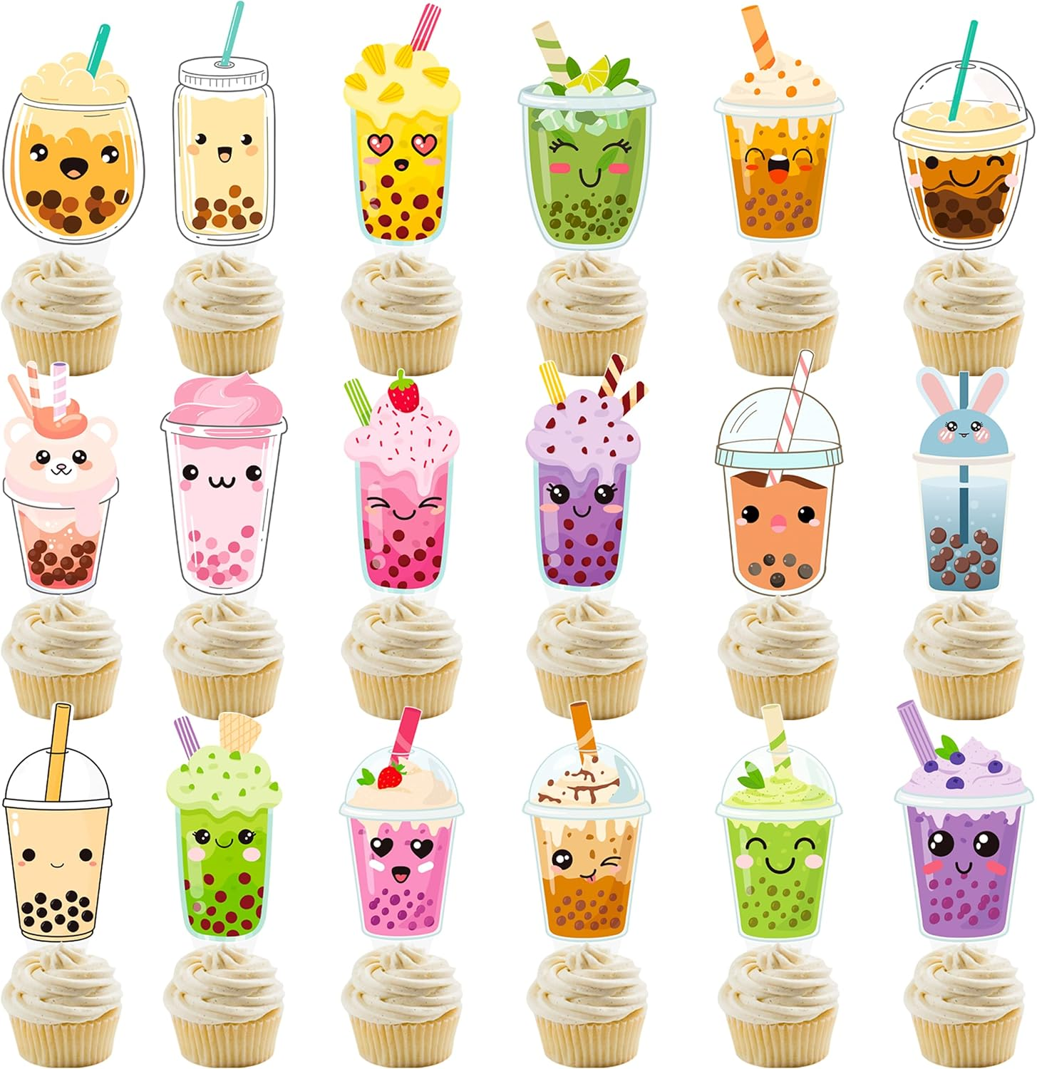 Bubble Milk Tea Party Cupcake Toppers image number 2
