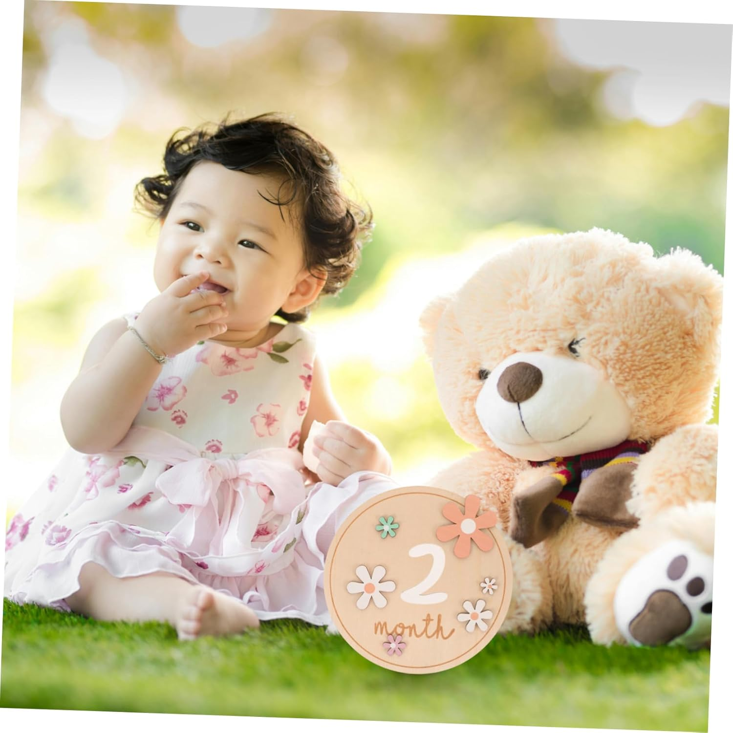 ERINGOGO Wooden Newborn Milestone Cards Photography Props for Announcements Monthly Growth Signs for Showers and Parents image number 1