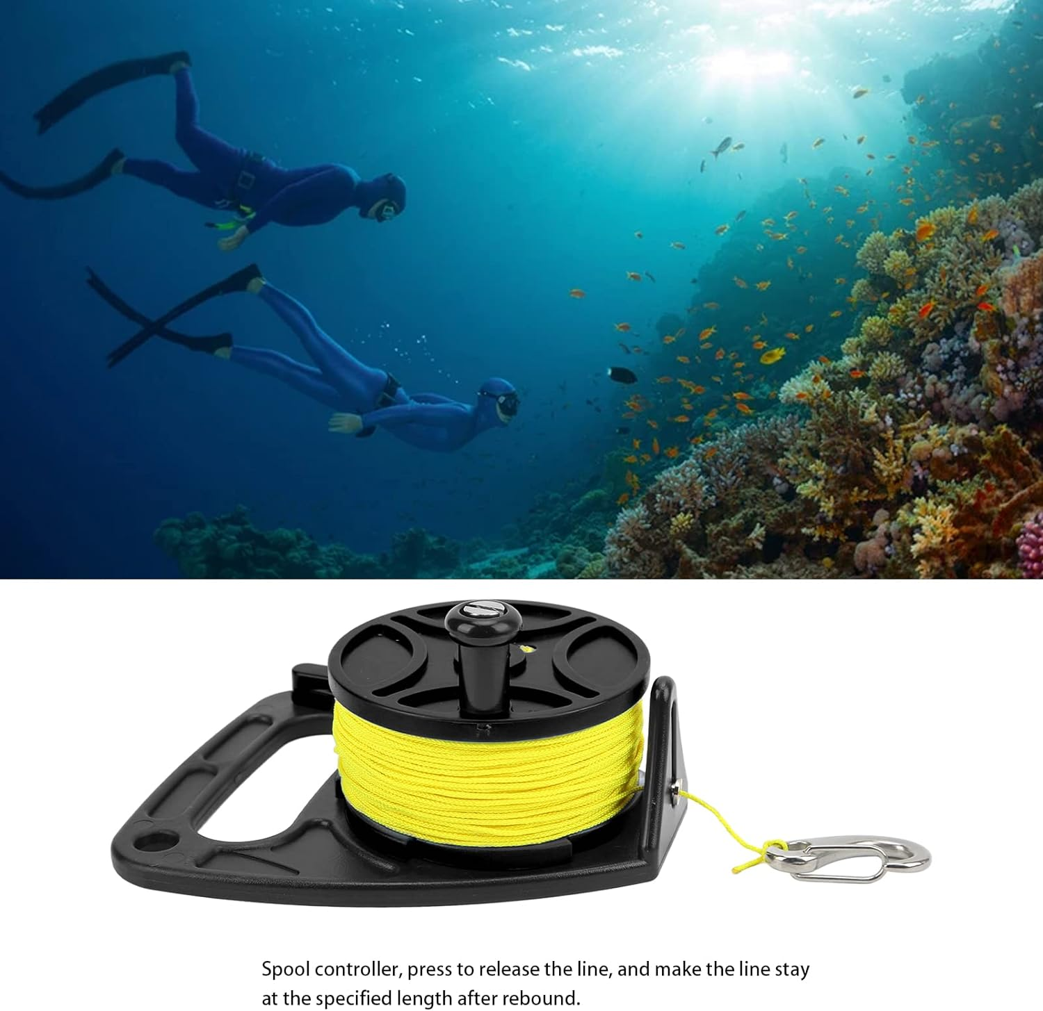 Alvinlite Dive Wreck Reel with Clip 83M Wire - Multi-Purpose Anchor Rope for Scuba Diving and Spear Fishing (Black) image number 5