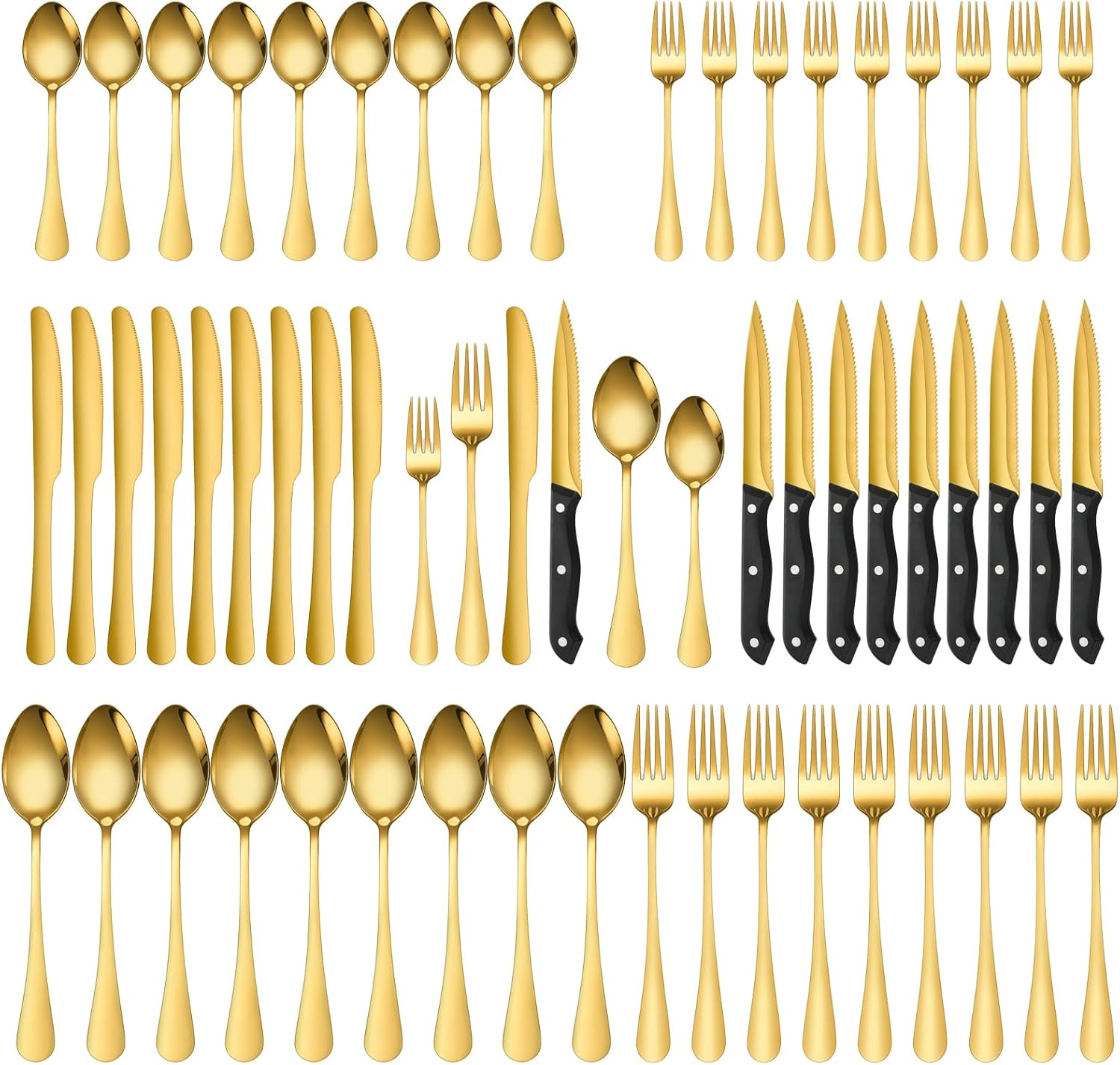 60 Pieces Silverware Sets Service for 10, Premium Stainless Steel Flatware Set,Matte Cutlery Set for Family Gatherings, Hotel, Office Etc Use, Dishwasher Safe