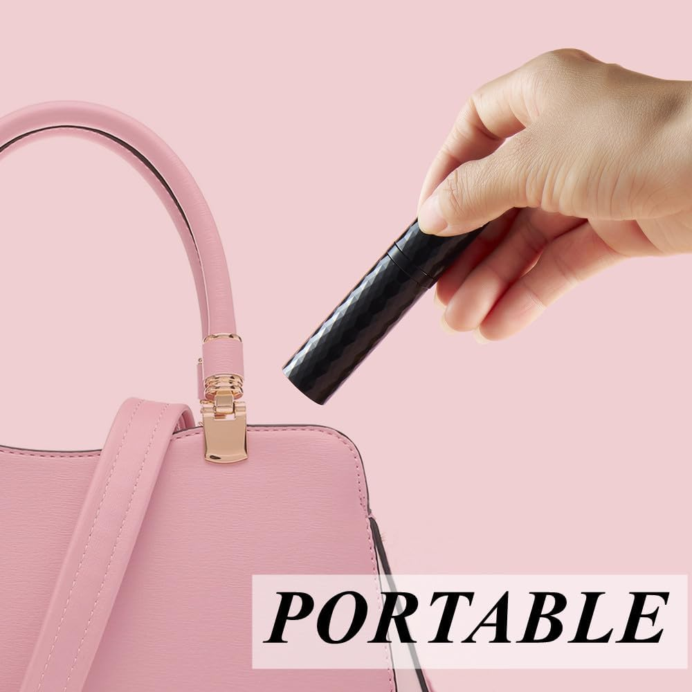 Aurdox Perfume Atomiser, Refillable & Travel Size Perfume Bottle with Bottom Pump, Leaking Proof, Luxurious Diamond Design, Mini Small Spray Bottles for Women and Men, 5Ml (Black) image number 2