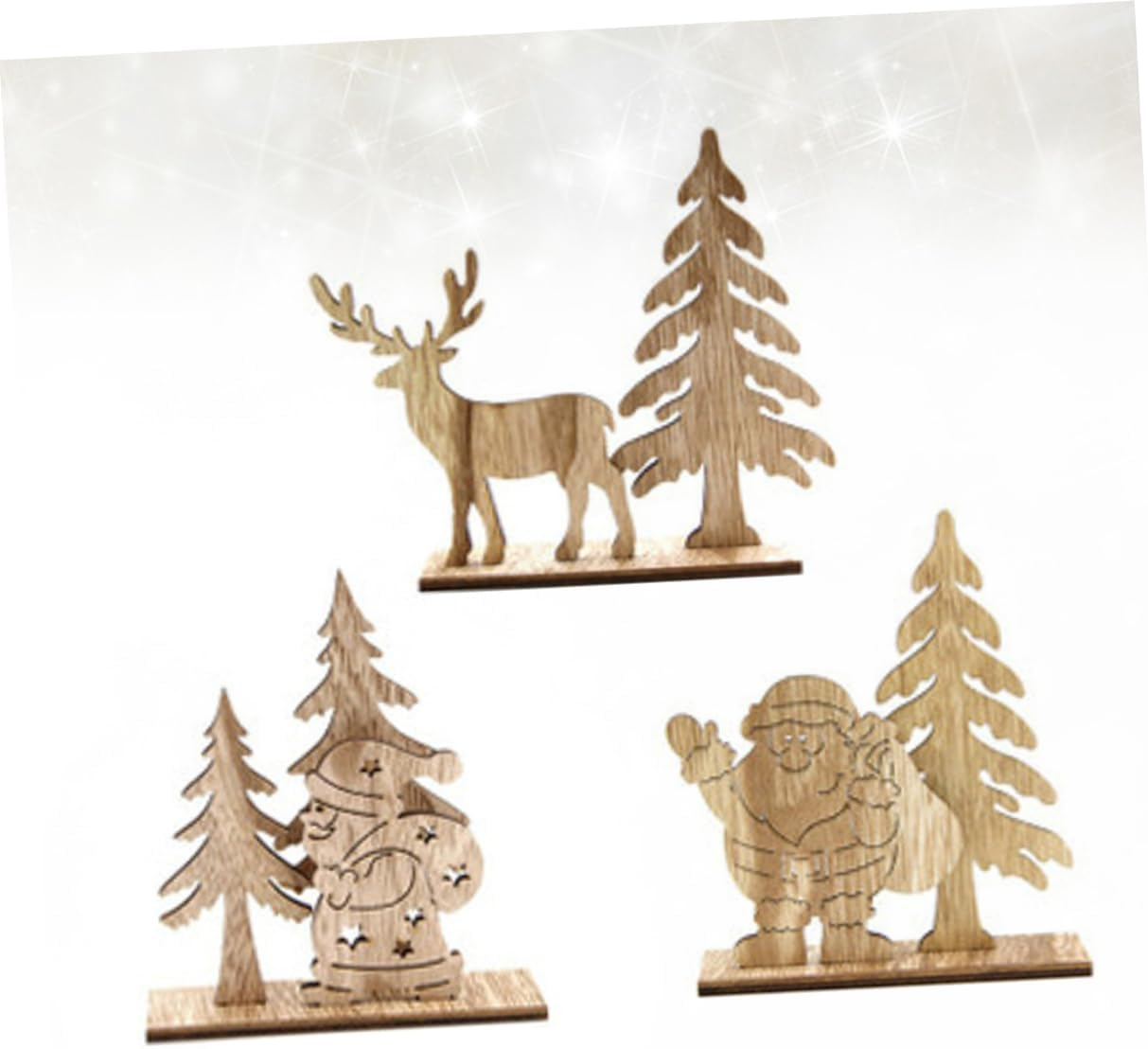 COHEALI 9Pcs Unique Elk Santa Christmas Ornament Wooden Decor Easy to Decorate for Party image number 3
