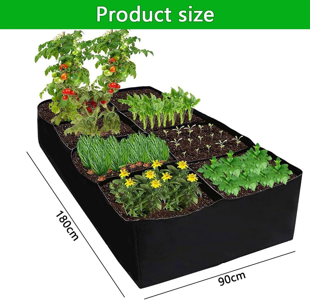 Fabric Raised Garden Bed &ndash; Rectangle Grow Bag with 8 Holes, Heavy-Duty Planter for Vegetables, Herbs, and Flowers, Breathable Fabric Planting Container for Outdoor Gardening image number 4