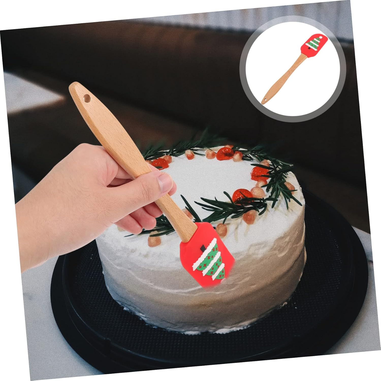 Cake Butter Spatula Handle Adorable Kitchen Gadget for Baking Silicone Spatula for Mixing and Spreading for Christmas and Housewarming image number 5