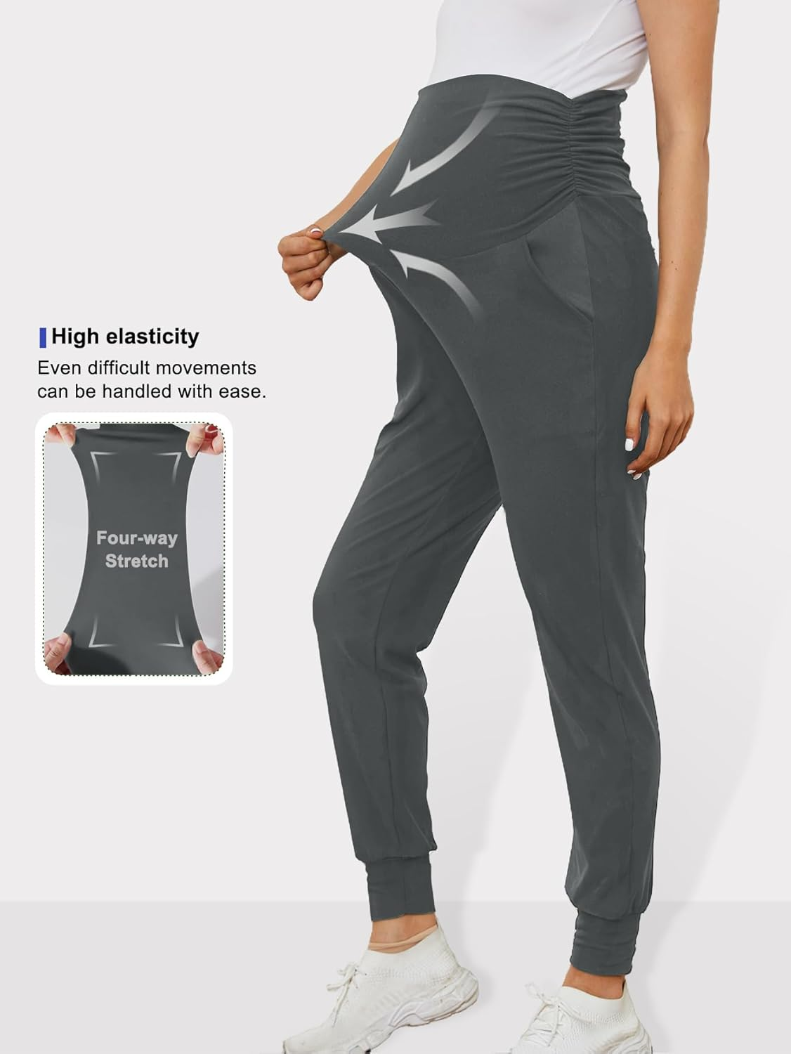 PARNIXS Women'S Pregnancy Haren Pants, Whole Abdomen, Fall and Winter Fashion Sweat-Pants image number 4