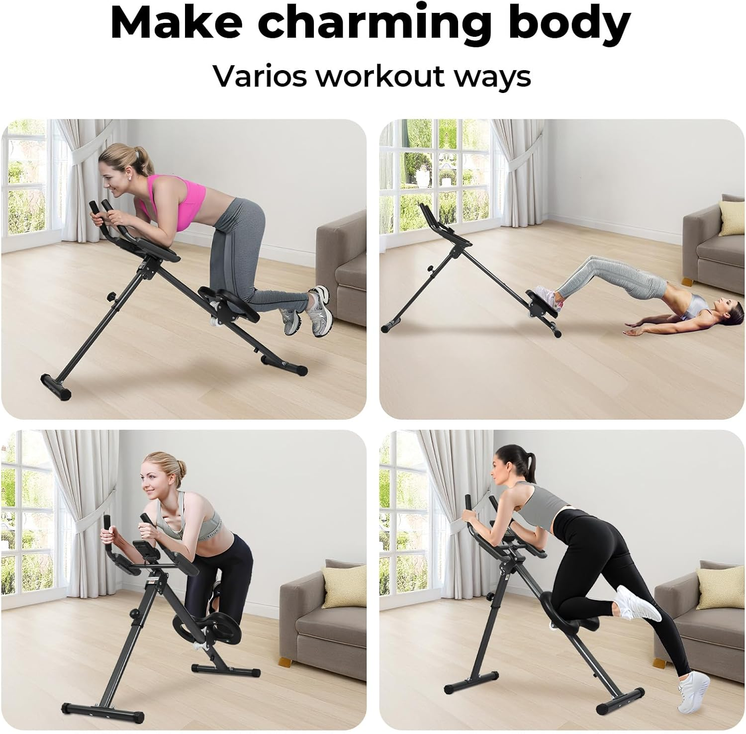 Centra Ab Machine,Foldable Abs Workout Equipment,Adjustable Ab Trainer Machine for Home Gym, Multi-Functional Abdominal Trainer,Knee Protection, LED Monitor image number 1