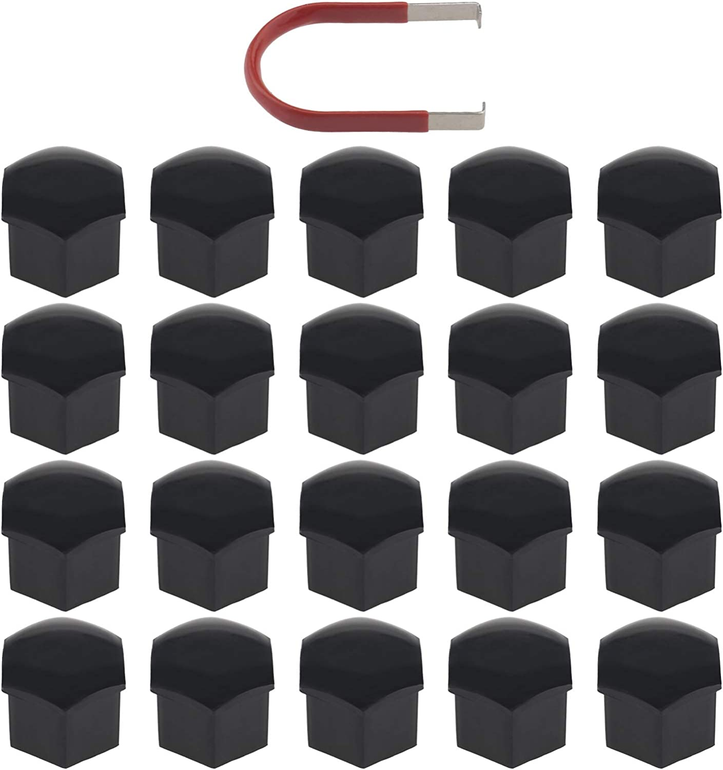 Emsea 20Pcs Chrome Silver Wheel Nut Caps Hub Bolt Covers 21Mm Hexagonal Protectors with Removal Tool Compatible with Range Rover Evoque Ducato