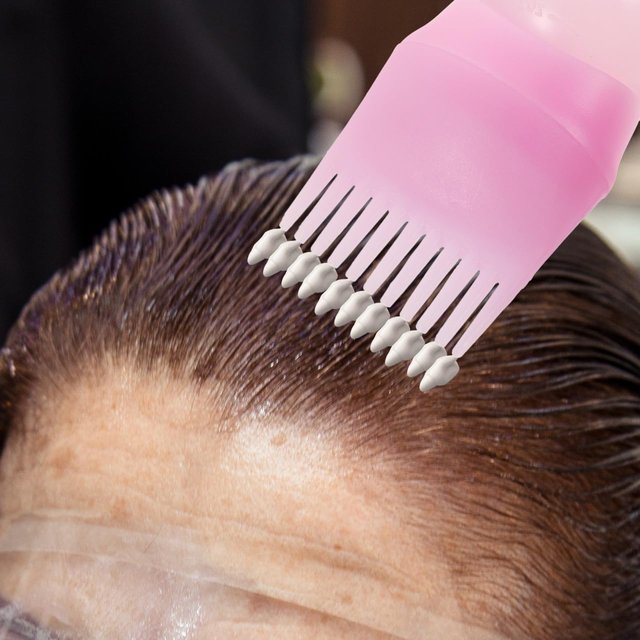 3Pcs Root Comb Applicator Bottle - Hair Oiling Dyeing Bottle with Brush Hair Color Comb Applicator for Salon Baber Shop Spa Home Hairstyling - Pink image number 4