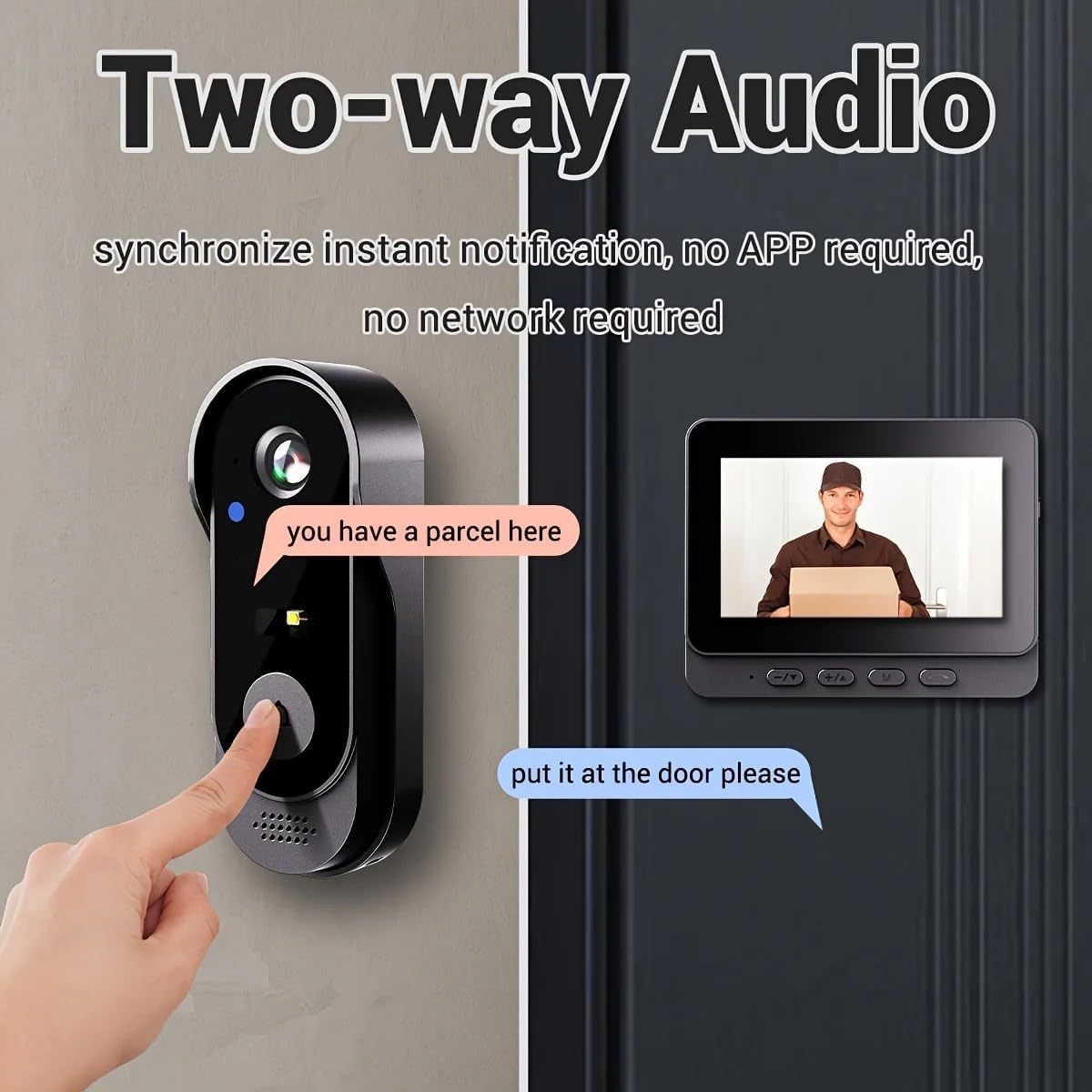 Video Doorbell with Two-Way Audio 2.4G Wireless Smart 4.3" LCD Screen Intercom Video Doorbell Camera Monitor Home image number 1