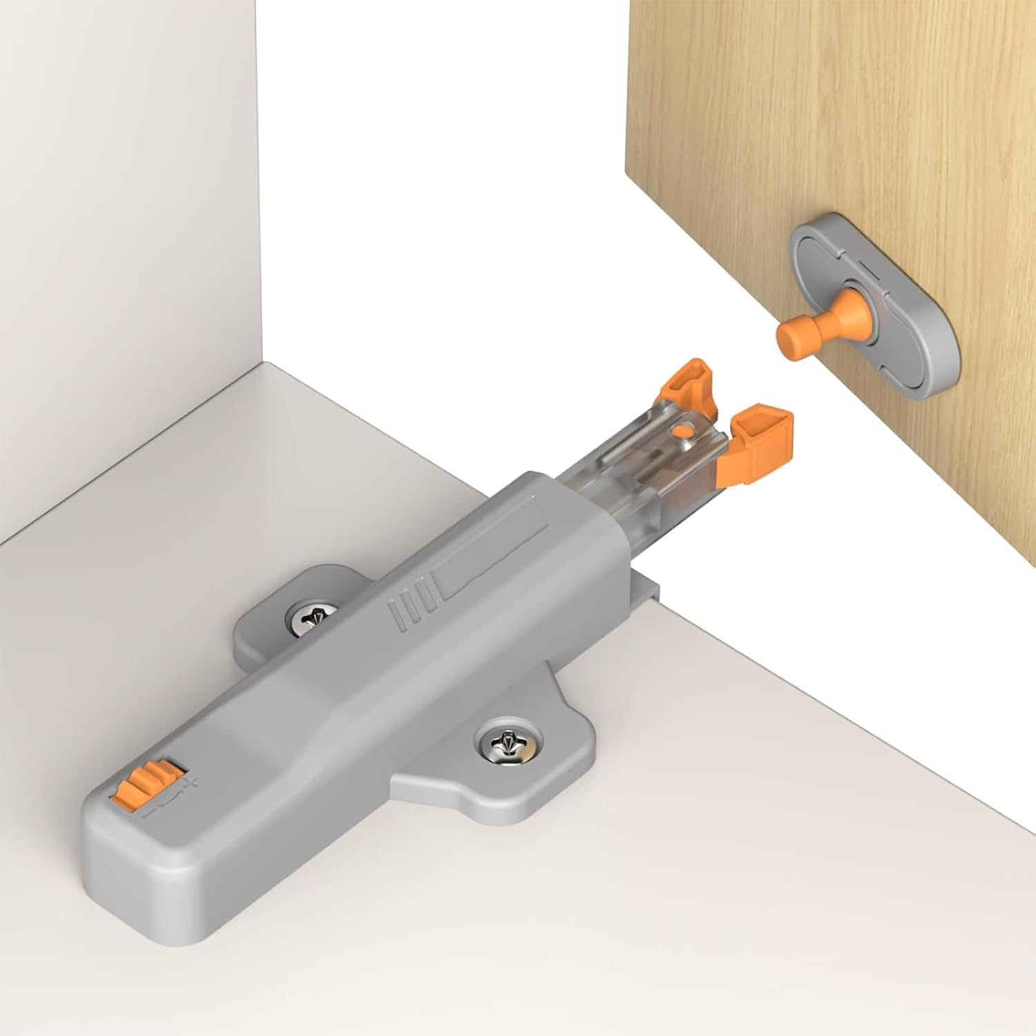 Yeanifeana 2-Pack Push to Open Latch, Touch Lock Drawer Pull for Cabinet Door Rebound, Tip-On RV Cabinet Catches for Kitchen, Bedroom, Wardrobe & Window (Gray) image number 6