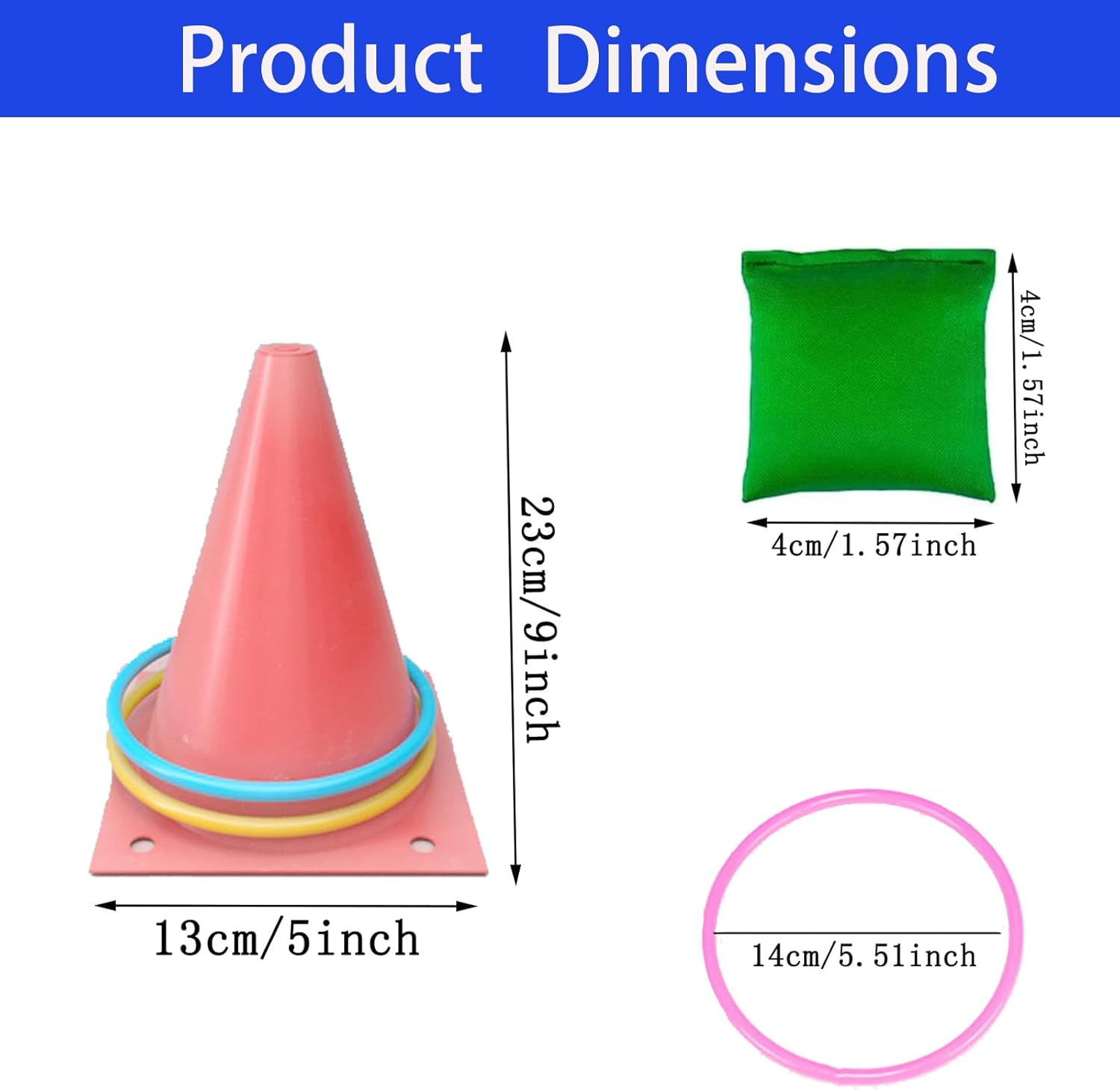 6 Throwing Buckets+10 Circles+10 Beanbags+1 Storage Bag,Colorful Happy Circle Game,Soft Plastic Cones Bean Bags Ring Toss Games for Kids Birthday Party Outdoor Games Supplies(Random Color) image number 5