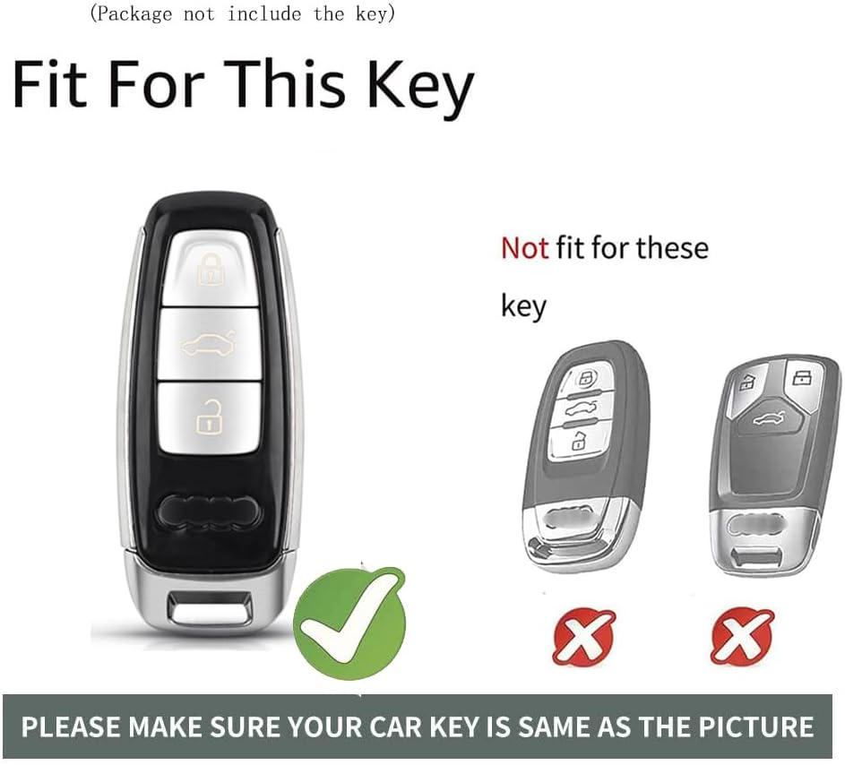 Ontto Alloy Car Key Fob Cover Fit for Audi A6 A7 A8 E-Tron Q5 Q7 Q8 C8 D5 A6L A8L SQ8 2019-2023 Keyless Entry Remote Key Case Keyring Key Shell Holder Keychain Protector Accessories White A - A-Blue image number 7