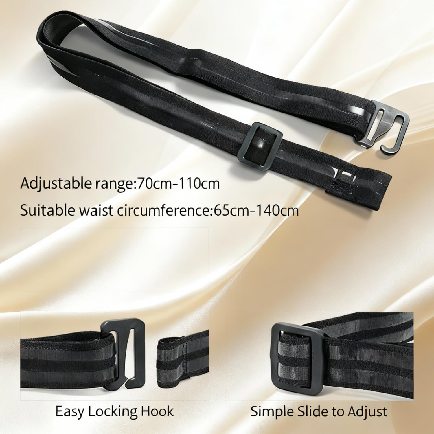 BOROLA Elastic Shirt Stay Belt for Men, Non-Slip T-Shirt Tucker, Invisible No-Show Stretch Belt for Business Shirts & Casual Wear, Adjustable Waistband for Tucked-In Shirts (Black) image number 2