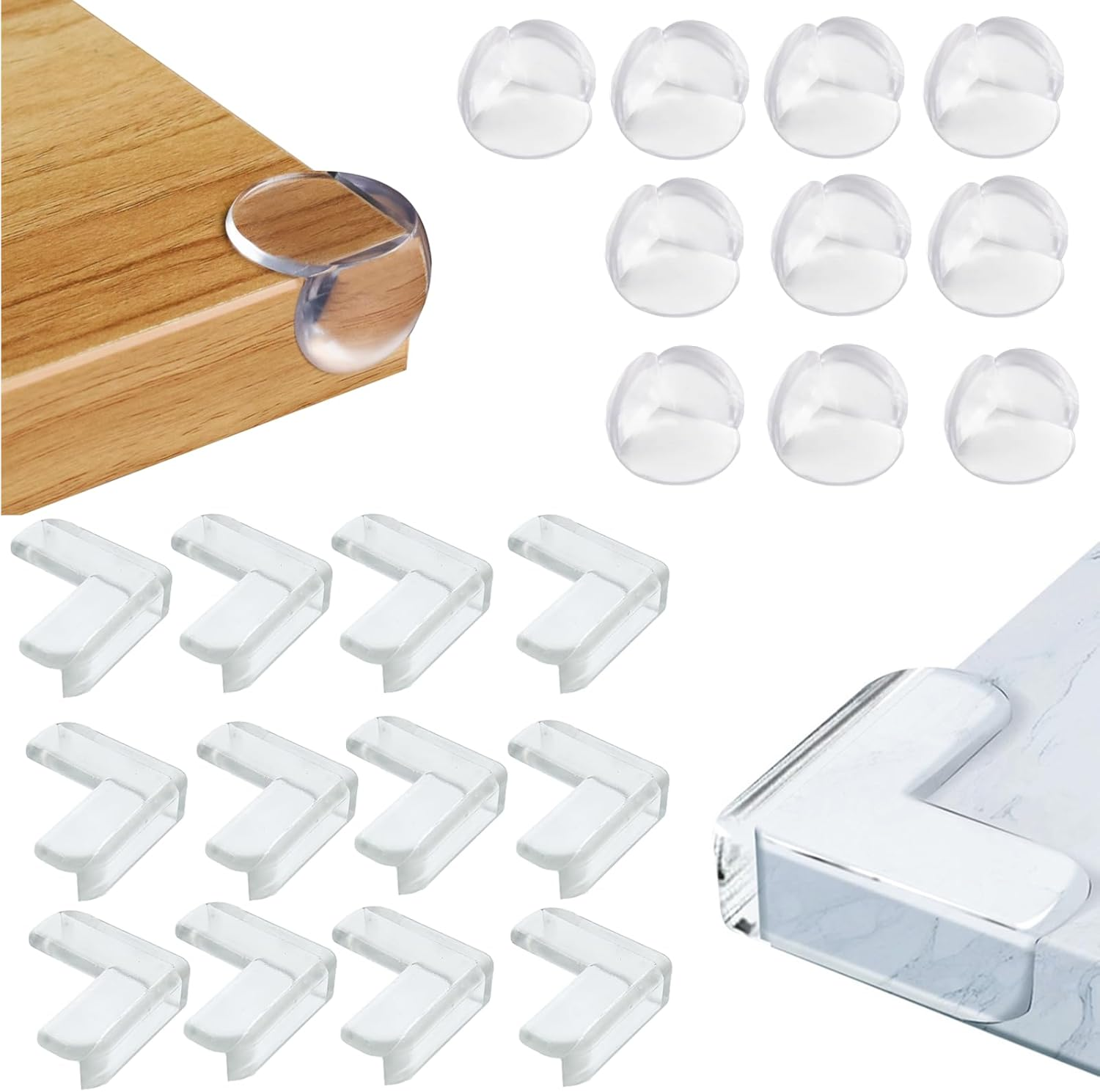 ZHIYE Corner Protectors for Kids, 22 Pcs Clear Baby Proofing Corners Child Safety Corner Guards with Strong Acrylic Adhesive for Furniture against Sharp Corners image number 1