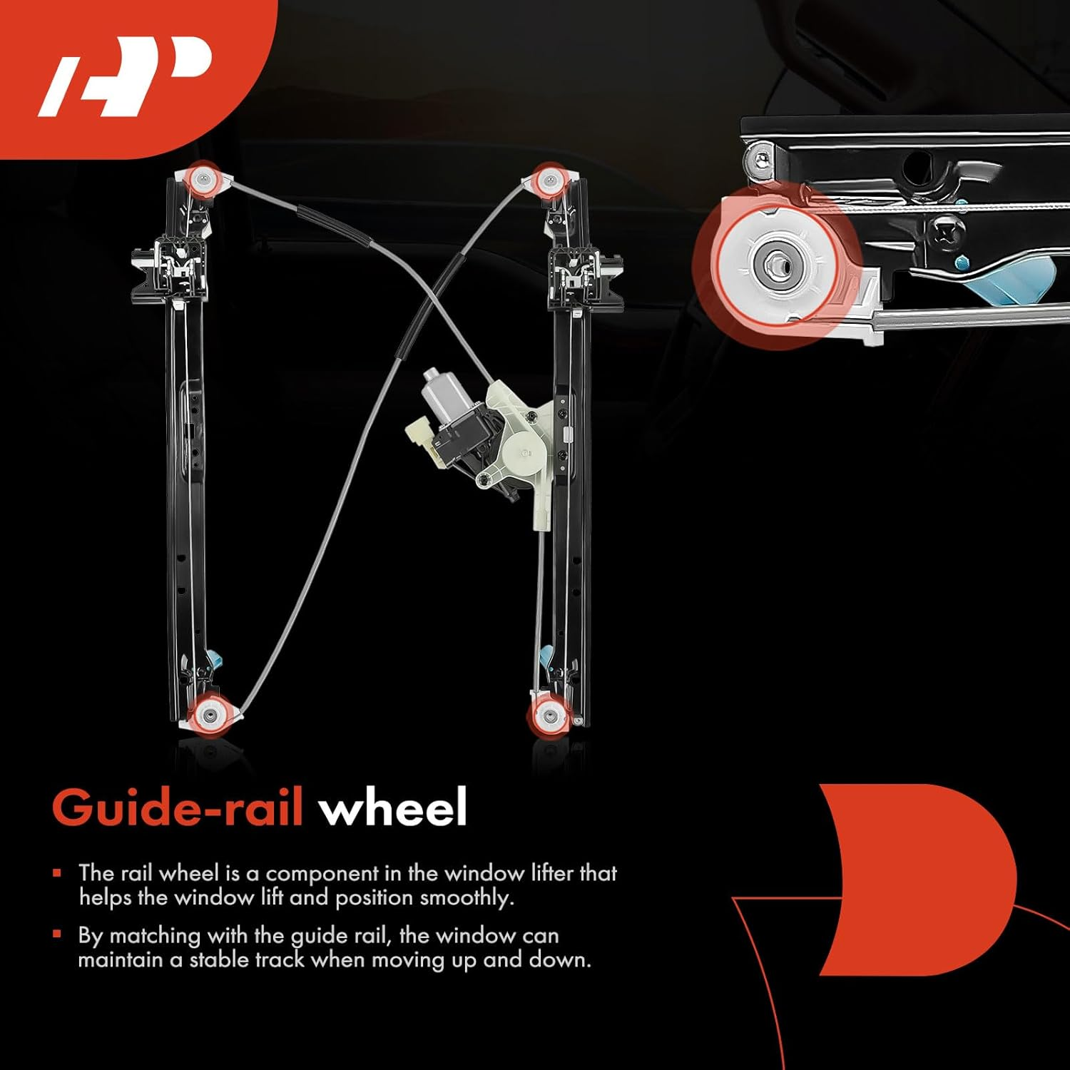 A-Premium Power Window Regulator with Motor Compatible with Land Rover Discovery L462 2017-2020 with Auto-Up Front Passenger Side image number 6