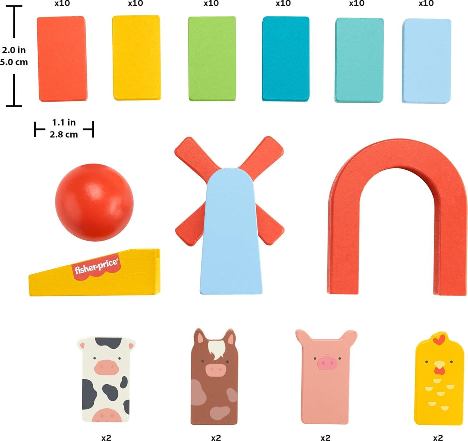 Fisher-Price Wood Preschool Game Domino Run Playset, 72-Piece Wooden Building Set for Kids Ages 3+ Years image number 2