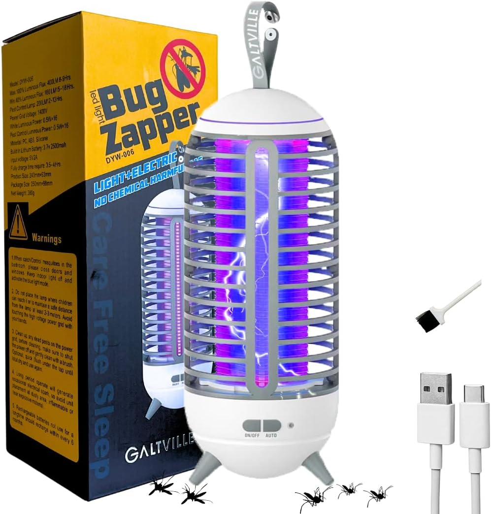Mosquito Zapper Indoor Outdoor - Rechargeable 2500Mah Type-C Bug Zapper with Cleaning Brush - 2 in 1 Mosquito Trap Blue Light Lighting Lamp image number 2