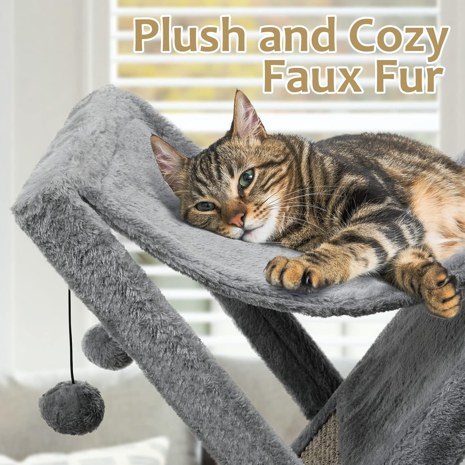 Worth Garden Collapsible Storage Type Cat Tree, Includes Cozy Bed & Condo for Your Cat with Self Grooming Brush, Home Pet Furniture and Fun Cats Toys (Grey, Size 1) image number 2