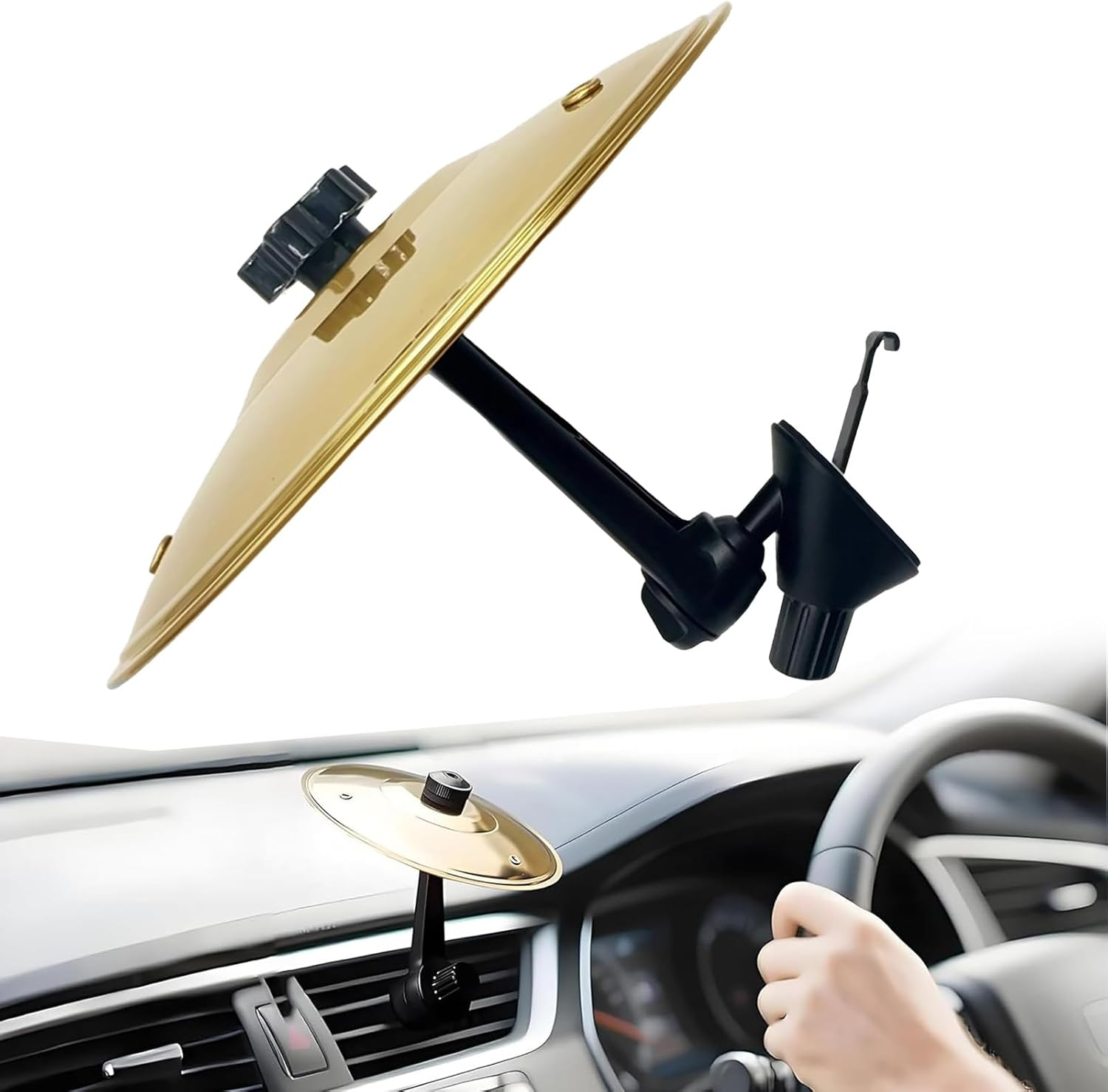 Car Cymbal, Car Cymbal Air Vent, Mini Drum Crash Cymbal for Car Vent, 2 Swivel Joints,Suitable for All Types of Vehicles (Gold) image number 5