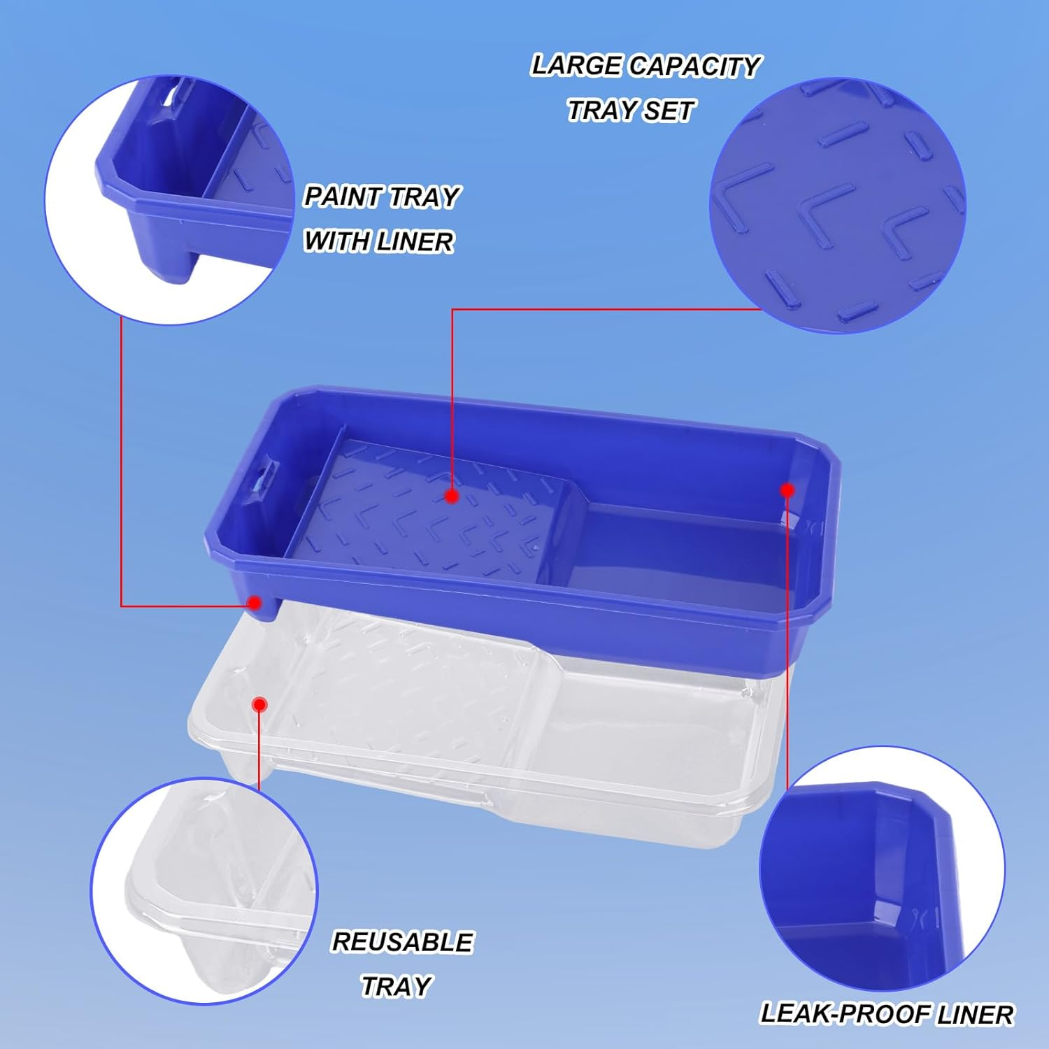 20Pcs Paint Roller Tray Set, Includes 4In Mini Rollers Disposable Liners Paint Tray Ergonomic Handle Ideal for Home Renovation Trim Cabinets & Touch Ups image number 4