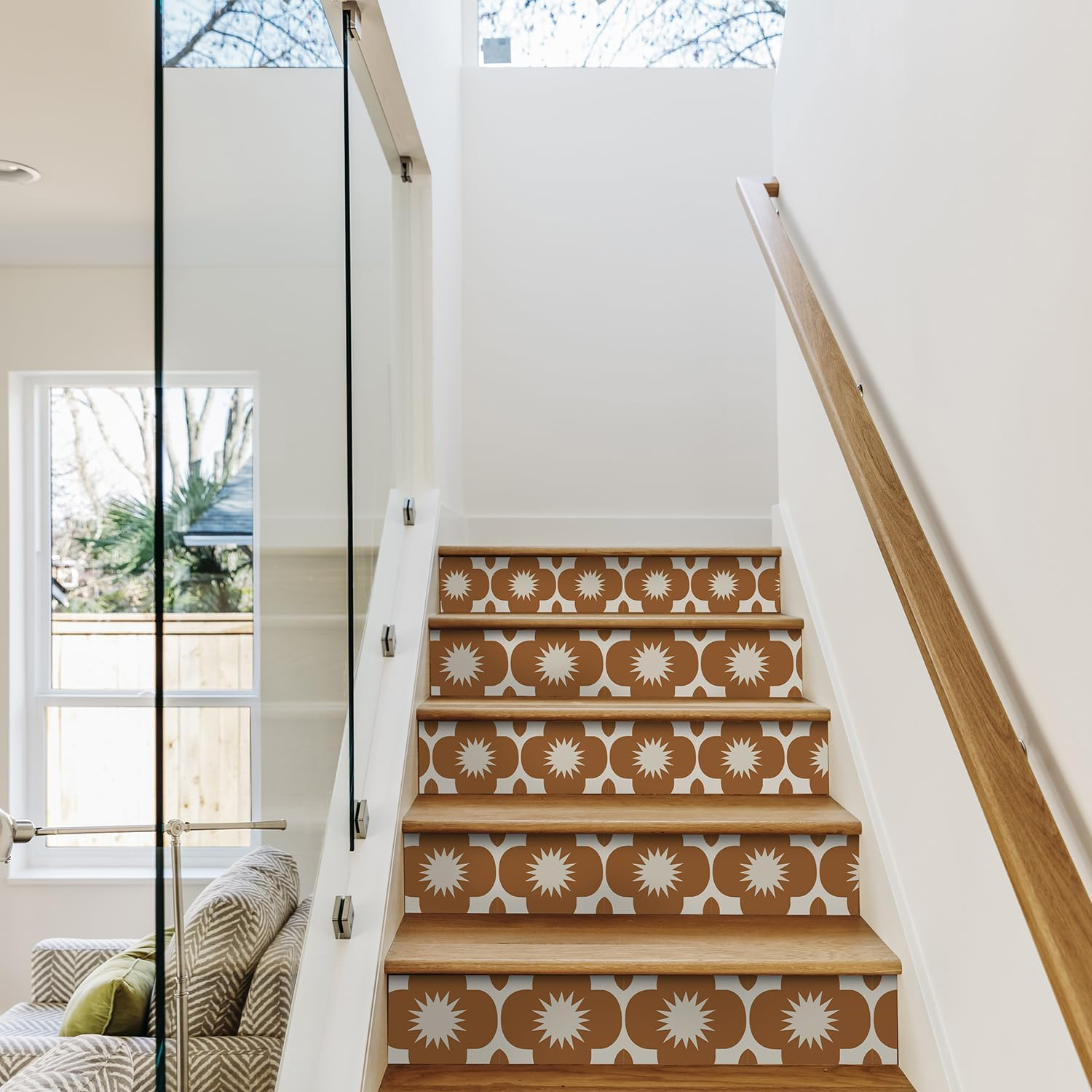 Alwayspon Orange Tile Stickers Self Adhesive Wall Tile Stickers Splash Guard Vinyl Stickers Set of 10 20X20Cm