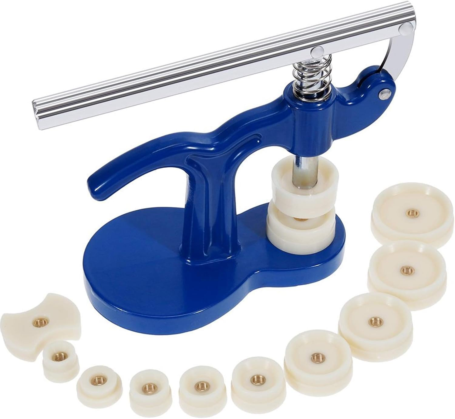 MMOBIEL Professional 13 Piece Watch Back Press Set Back Case Closer Crystal Glass Fitting Watchmaker Repair Tool Kit, with 12 Additional Snap on Fitting Dies/Moulds image number 4