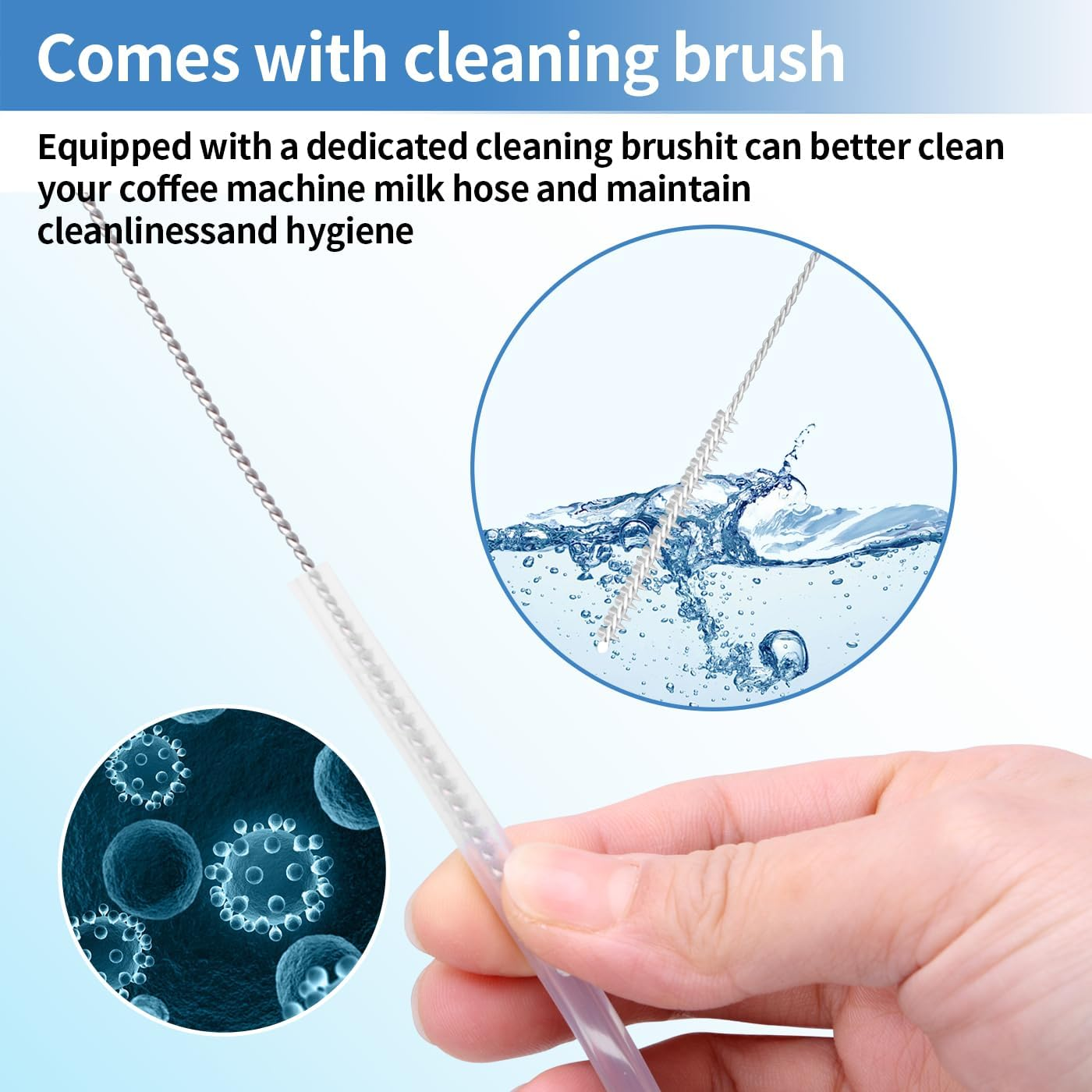 Milk Tube Hose Set for Jura ENA E8,GIGA 6 10 W10,IMPRESSA J6 J8 J8Twin Z5 Z6 Z7 Z8 Z9 Z10, S8 S80 WE8 Fully Automatic Coffee Machines(5 Milk Hoses 14.2In, 5 HP3 Milk Hose Connectors, Cleaning Brush) image number 4