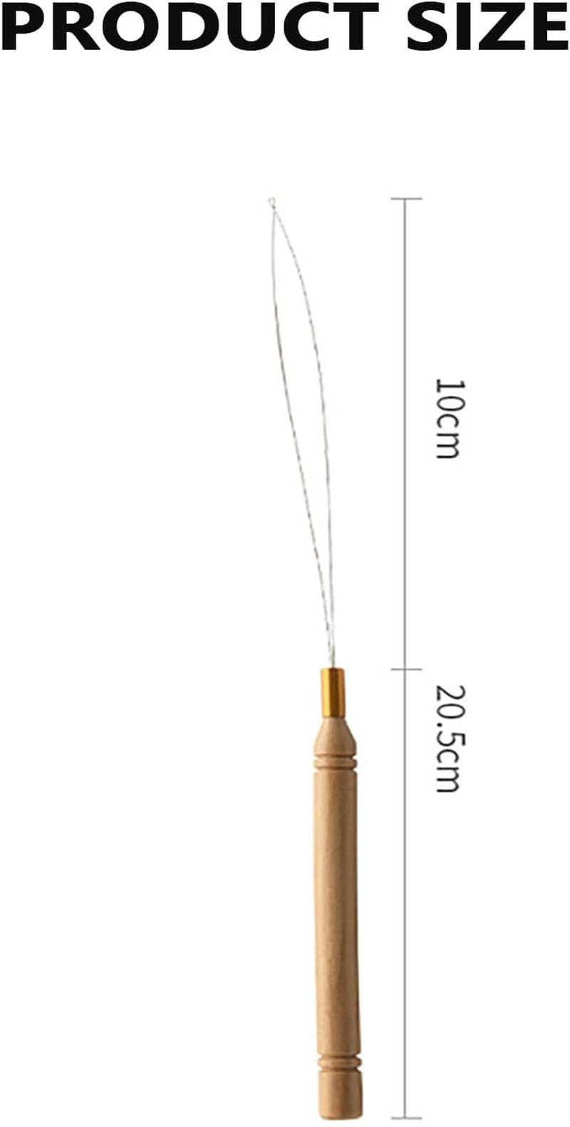 SYGELER 10 Pcs Hair Extension Loop Needle Threader &ndash; Durable Stainless Steel & Wooden Bead Threader Needles for DIY Extensions, Feathers, Micro Links &ndash; Salon & Home Use image number 5