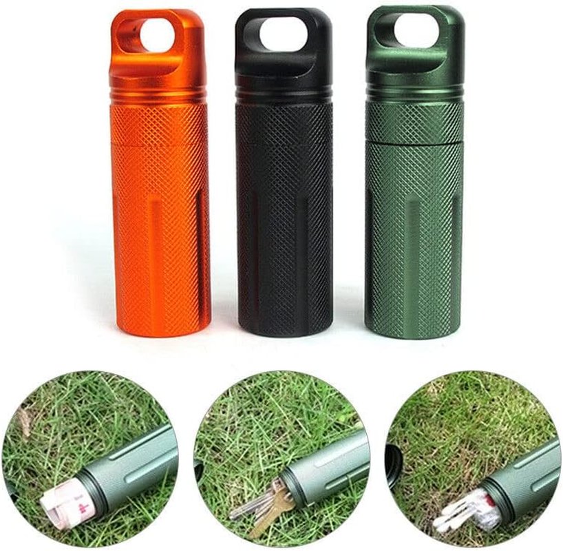 AIMALL Aluminum Waterproof Capsule Storage Container, EDC Survival Kit Sealed Medicine Bottle, Compact Outdoor Tool image number 3