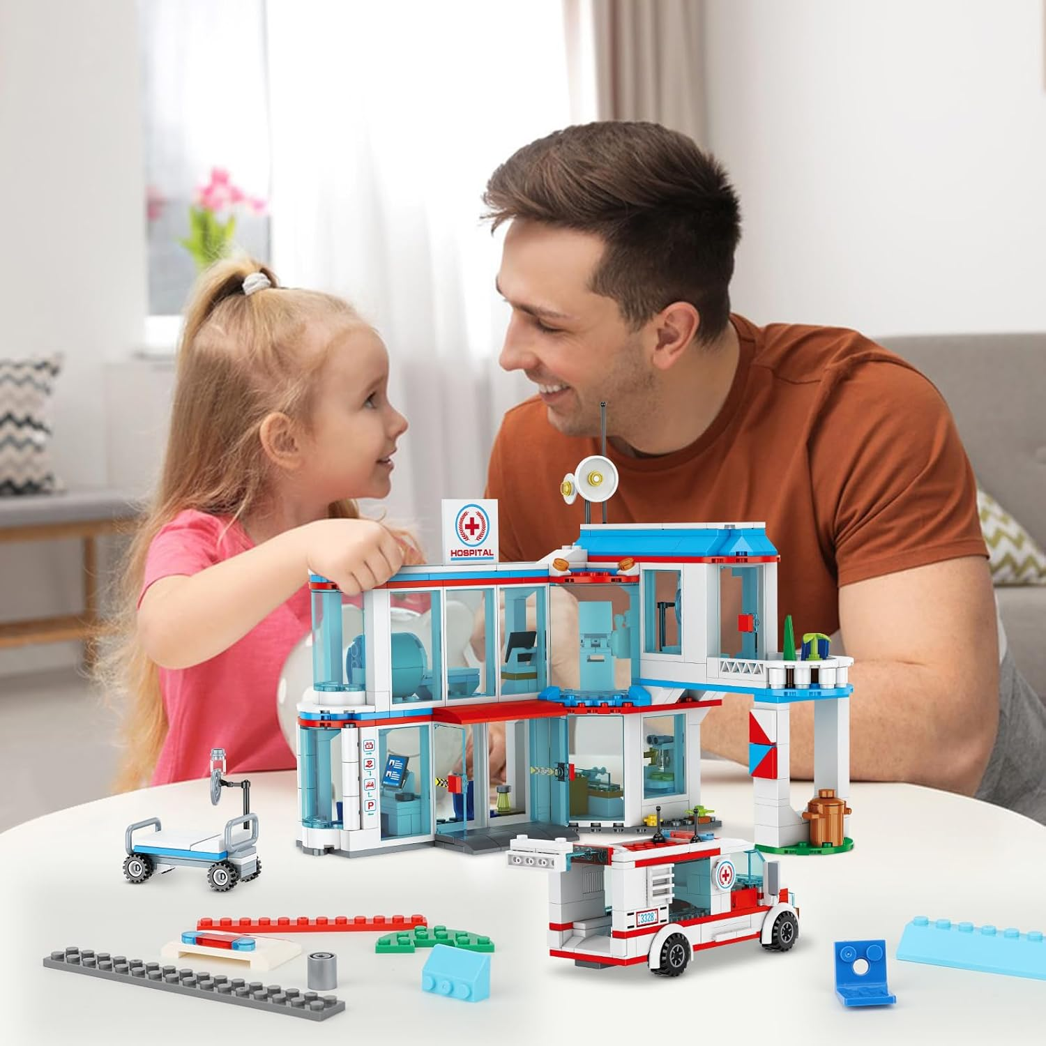 City Hospital STEM 3 In1 Building Sets, Compatible with  Ambulance Tor Truck, Rescue Helicopter, Connect to Other City Sets, 687 PCS Best for 6 7 8 9 10 Boys