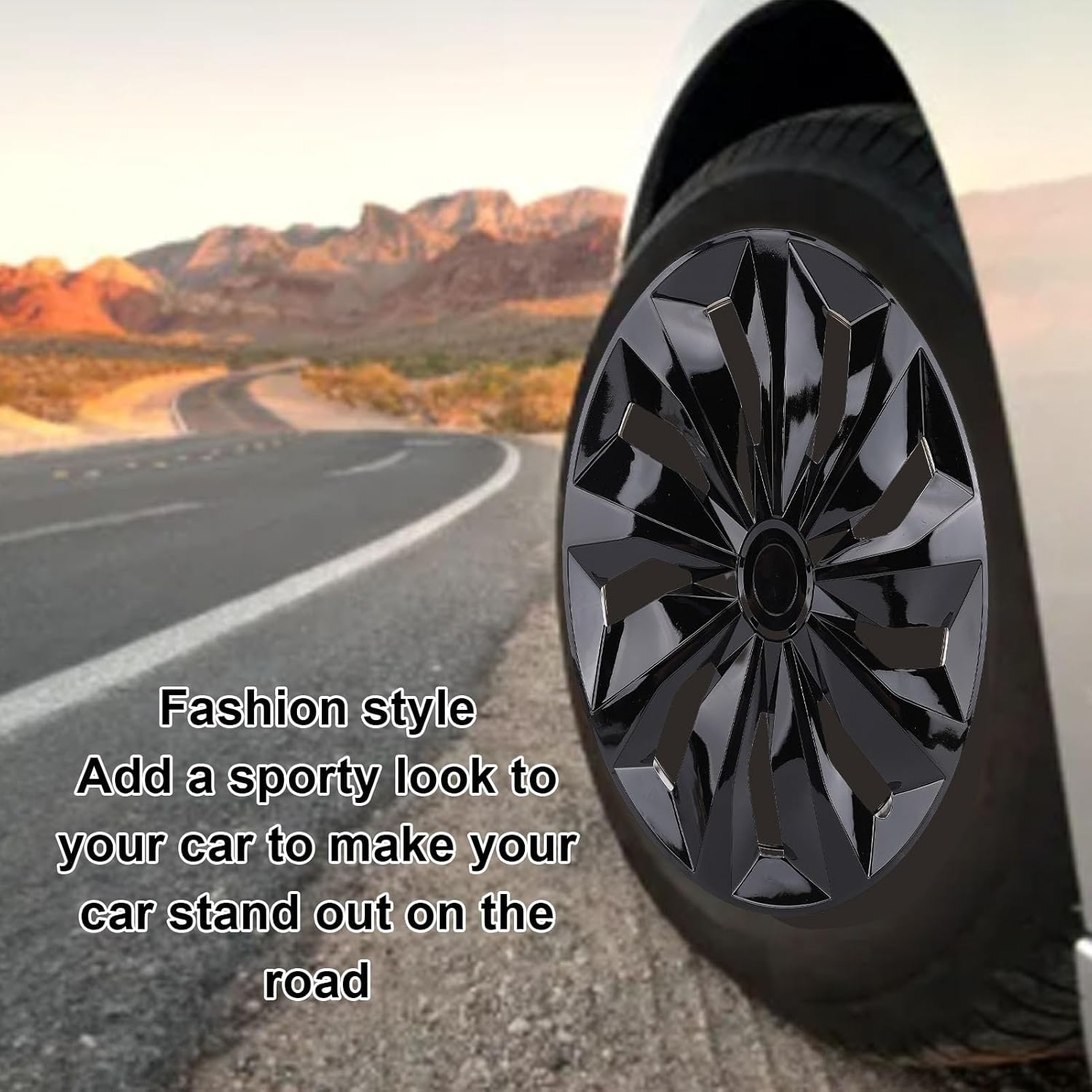 Jiawu 14 Inch Hubcaps, Wheel Cover Snap on R14 Hubcaps Set, Universal Wheel Rim Cover for Cars Trucks SUV, Set of 4, ABS Material, Easy Installation, Hubcaps for Car Accessories (Black) image number 5