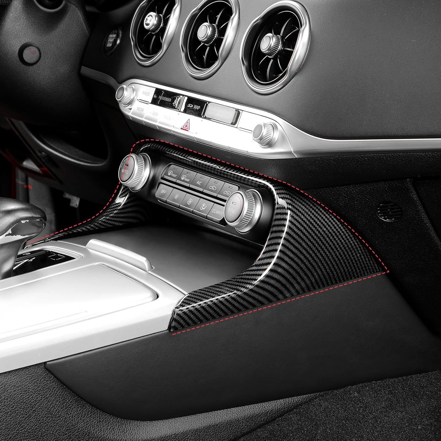 YOUTOOCAR Carbon Fiber Pattern Air Conditioning Vent Outlet Key Switch Trim Frame Cover Compatible with Kia Stinger 2017-2024 Accessories image number 6