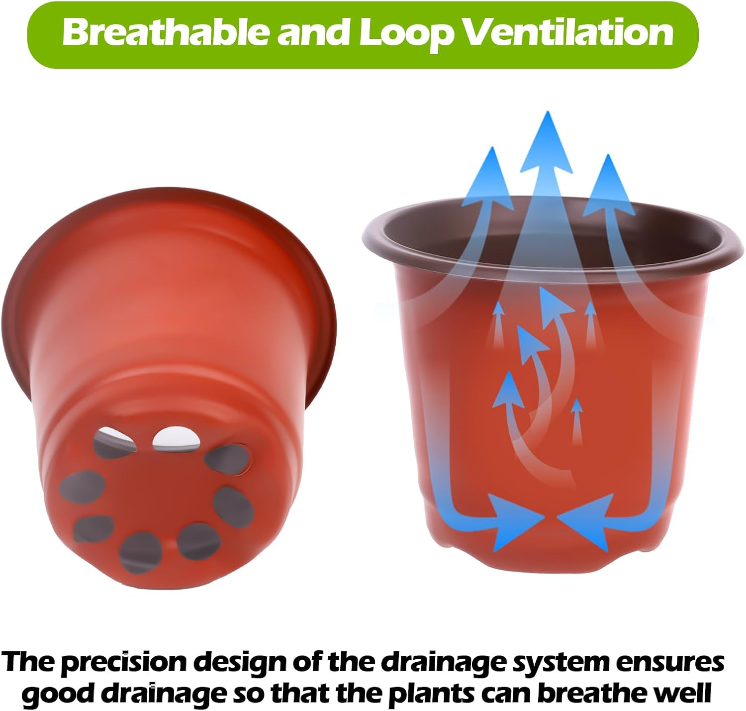 Nursery Pots for Plants 100 Pack, 4" Small Seedling Pot with Labels Seed Starting Pots with Drainage Holes, Plastic Plant Nursery Pots for Succulent Transplanting (Red) image number 2