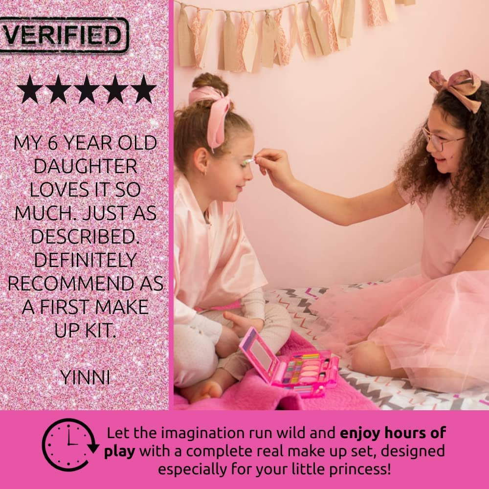 My First Makeup Set Girls Makeup Kit Fold Out Makeup Palette with Mirror and Secure Close - SAFETY TESTED- NON TOXIC