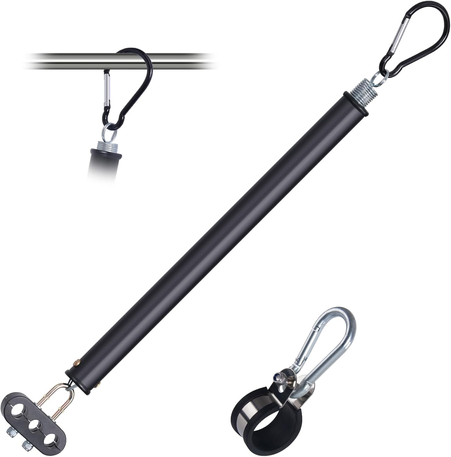 Cheemuii 2PCS 16" Double Tender Spring Kits with 3In1 Hose Holder and 3-Hole Clamp Heavy Duty Trailer Dual Tender Spring for Semi Truck Air Lines Kit with 2 Style Air Line Holders