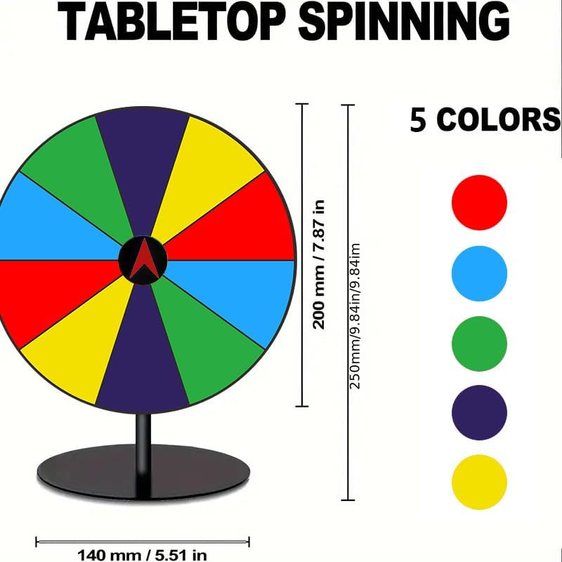 Prize Wheel 8 INCH Tabletop Roulette Wheel of Fortune Spin with Dry Erase Marker for Engaging Home Parties, Trade Show, Carnival Events,Party Birthday Wedding Housewarming image number 4
